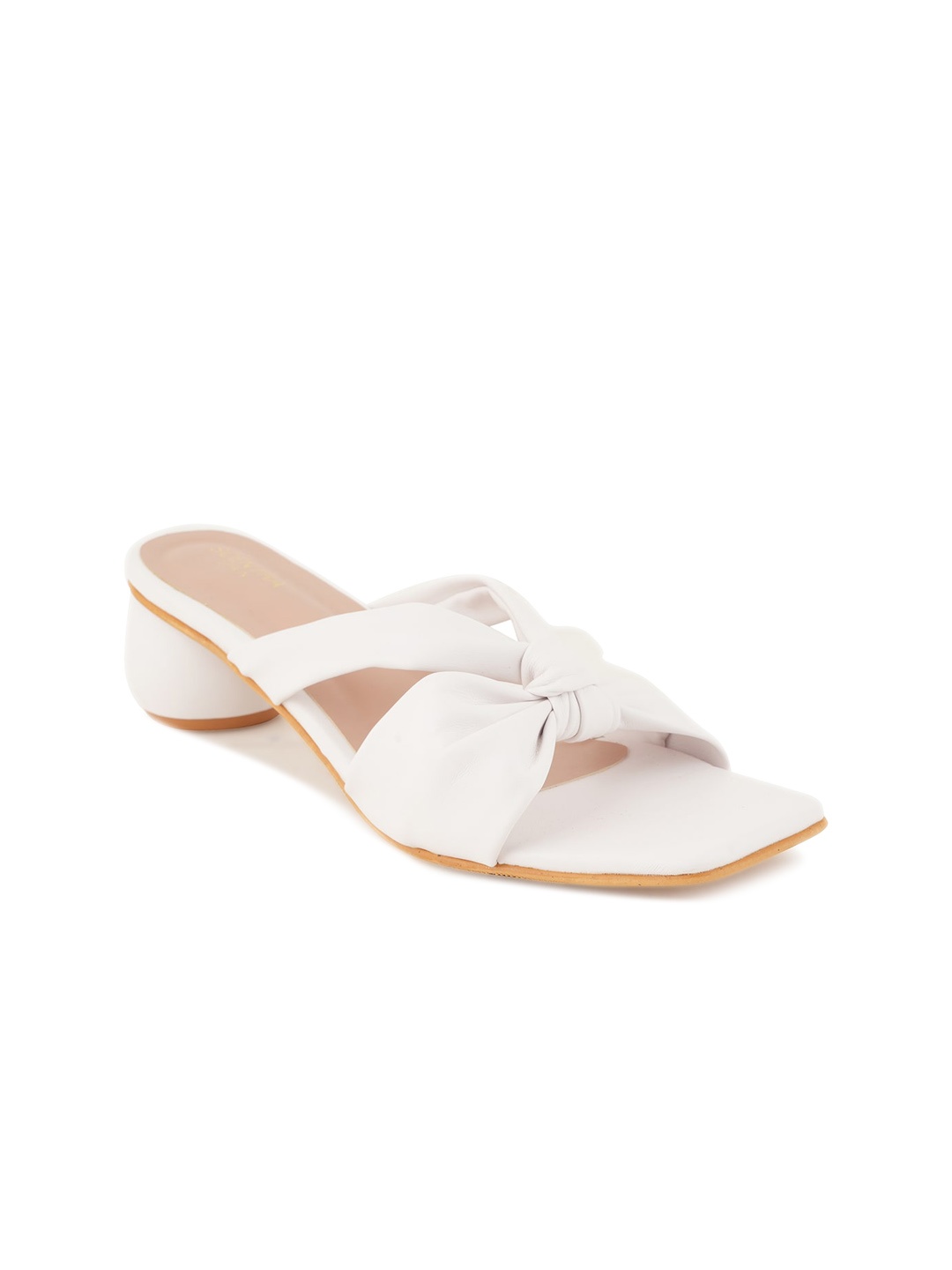 

SCENTRA Knotted Open Toe Block Heels, White