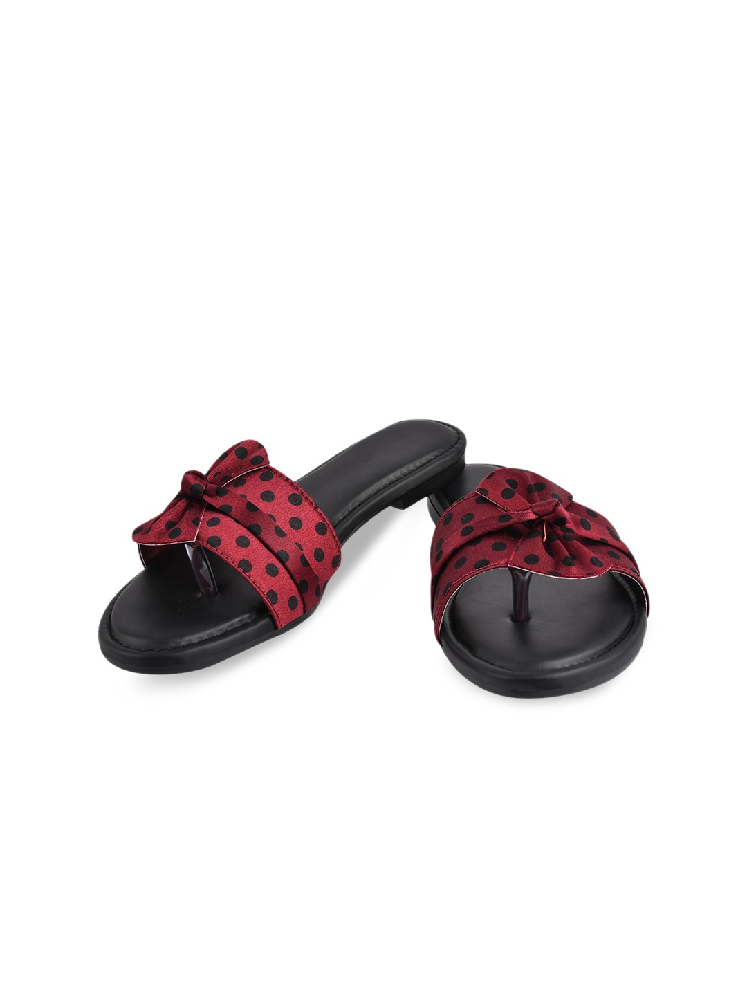 

BAESD Girls Printed Bow Detail Velvet Open Toe Flats, Maroon