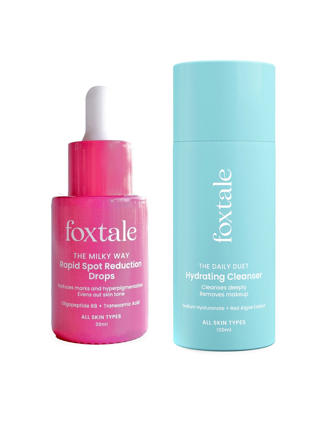 

FoxTale The Daily Duet Hydrating Cleanser & The Milky Way Rapid Spot Reduction Drops, Blue