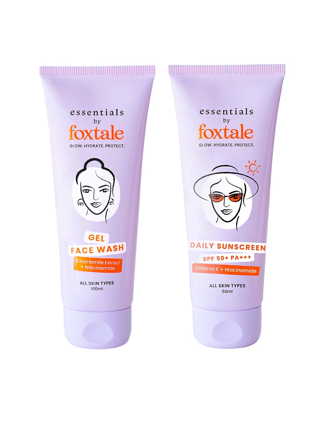 

FoxTale Set of Gel Face Wash + Daily Sunscreen with SPF 50 PA+++, Lavender