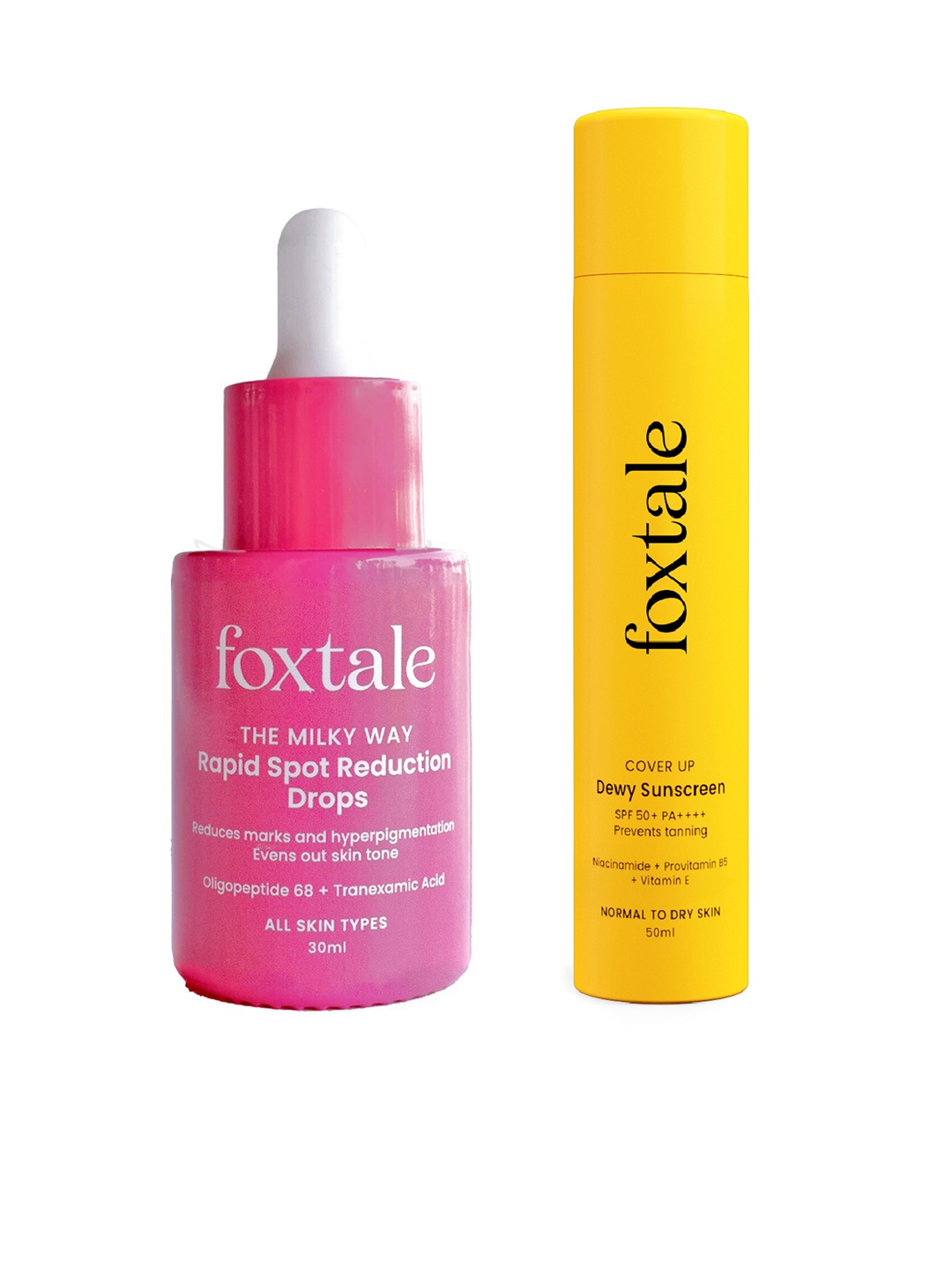 

FoxTale Set of The Milky Way Rapid Spot Reduction Drops + CoverUp Dewy Sunscreen, Pink