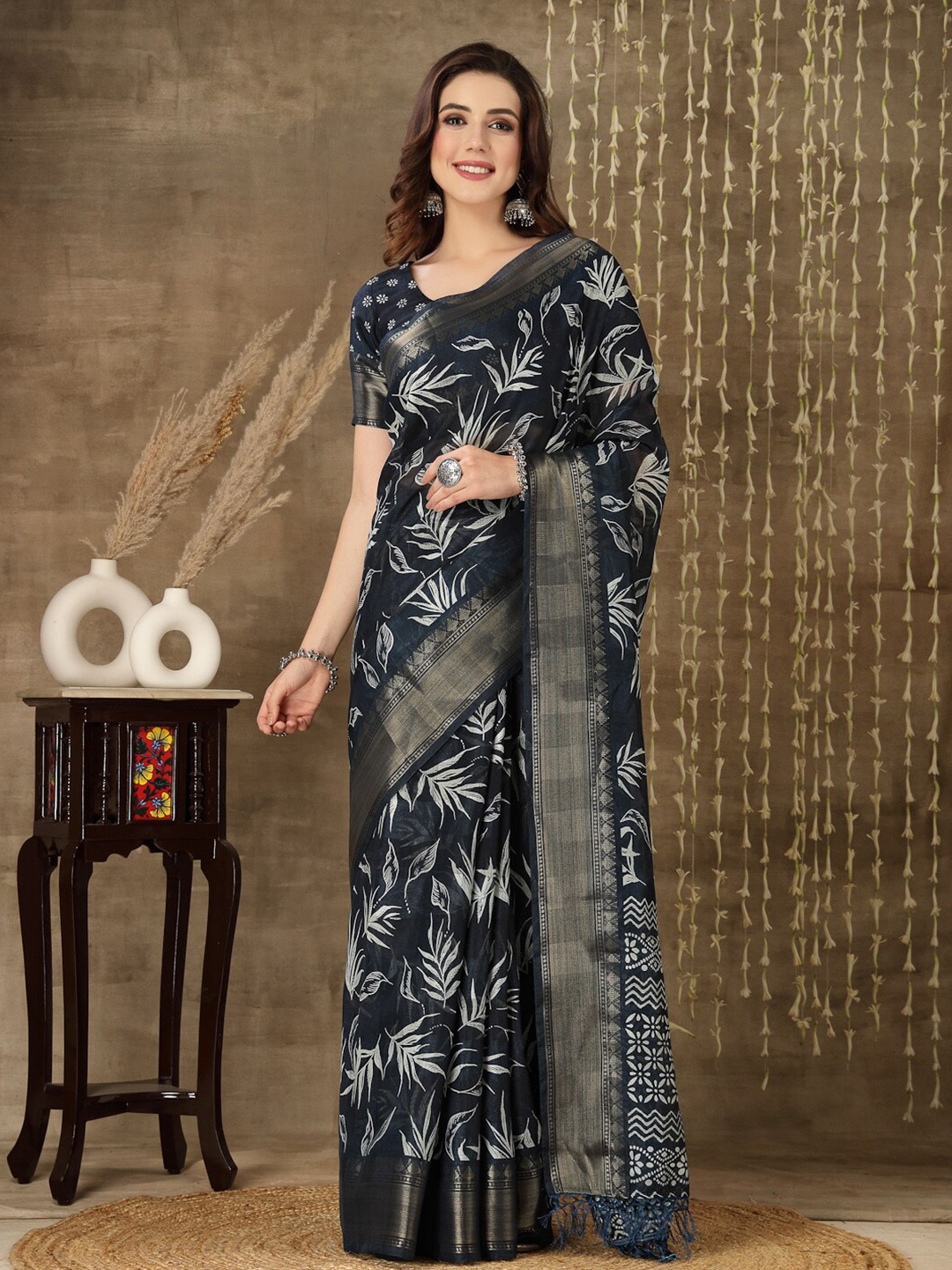 

Stylum Floral Woven Design Zari Saree, Blue