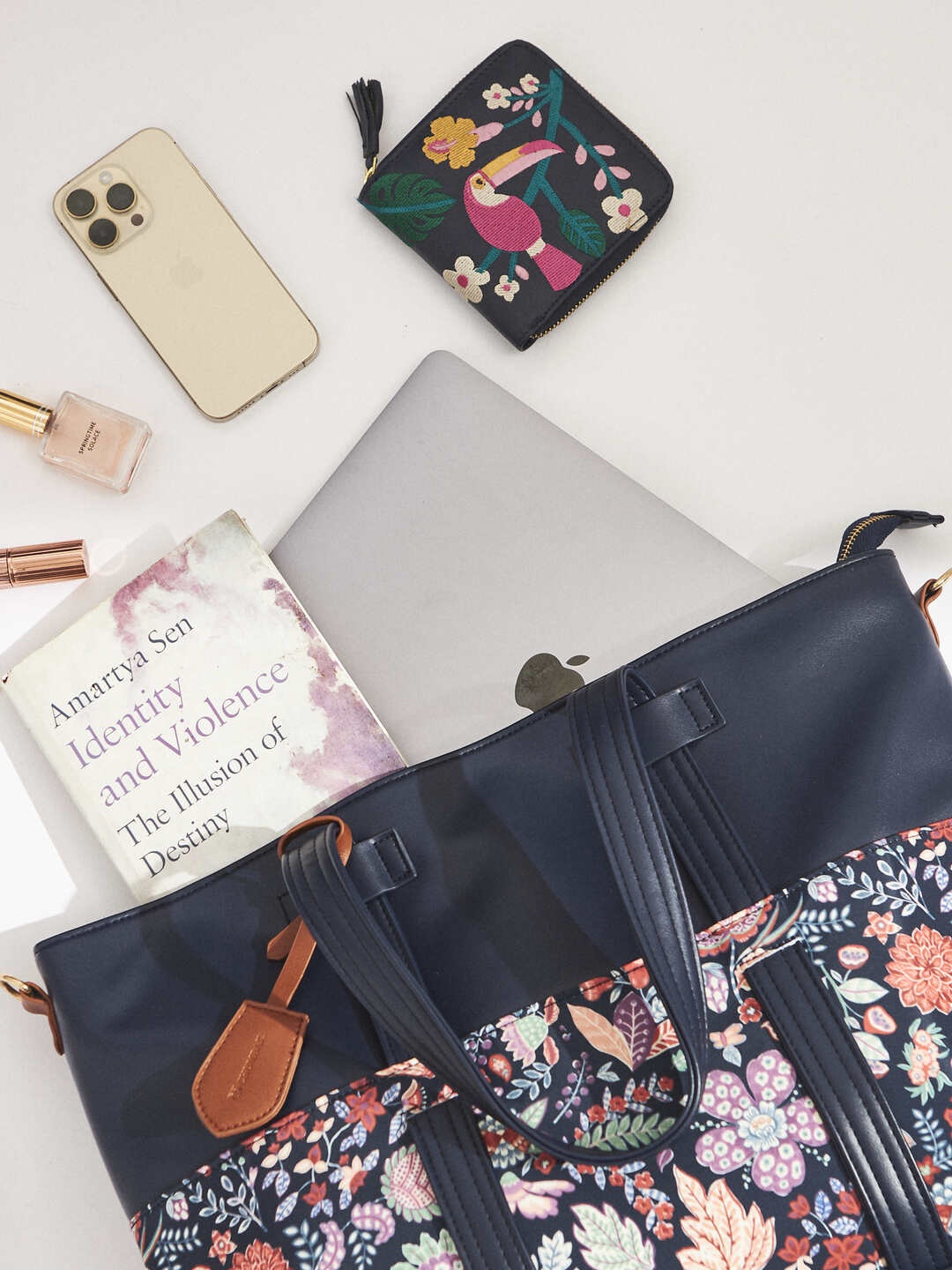 

Chumbak Floral Bucket Shoulder Bag with Tasselled, Blue