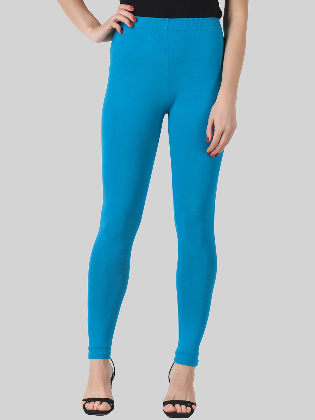 

SAUNDARYA Stretch-Fit Anti Pilling Ankle Length Leggings, Blue