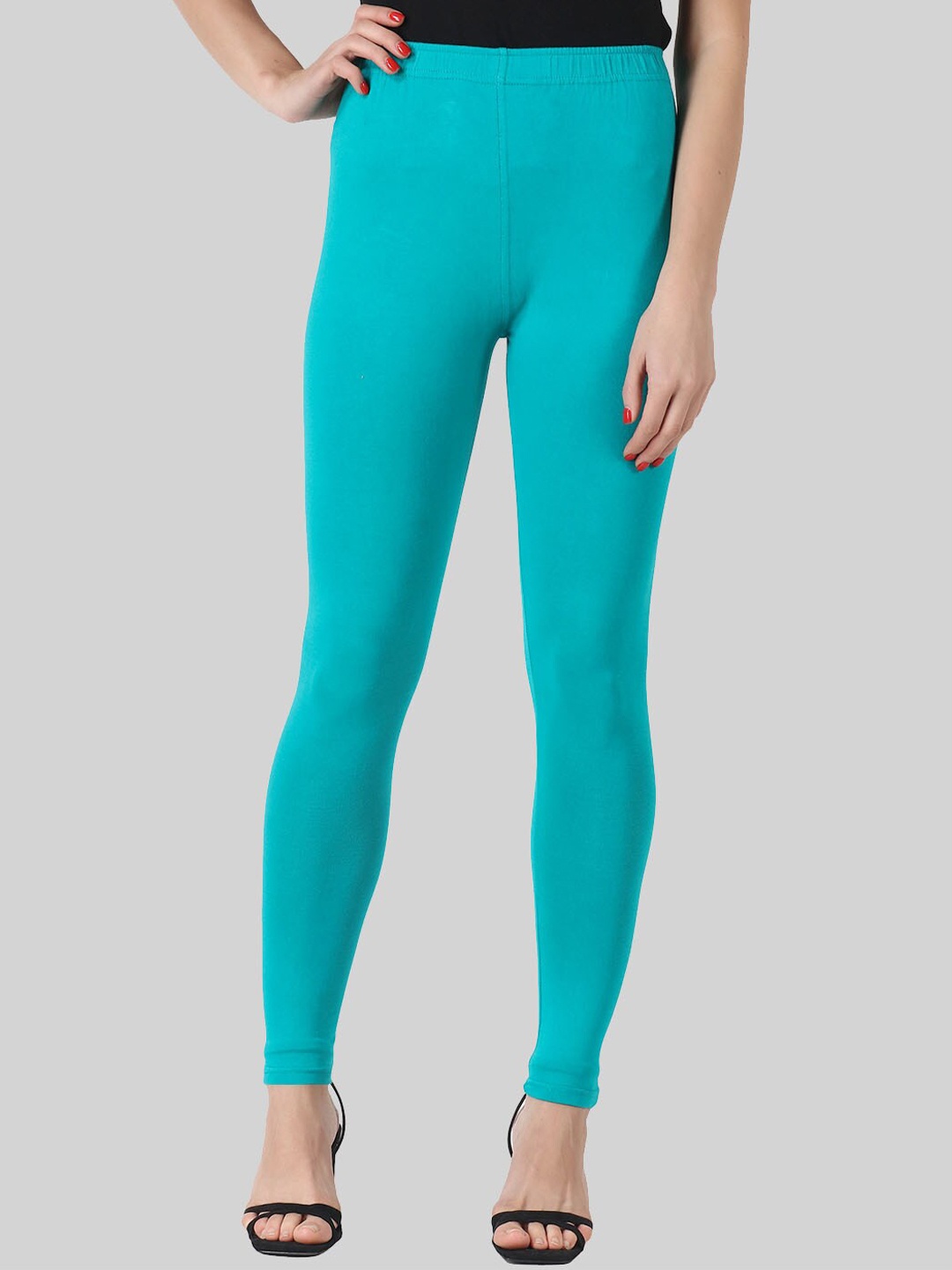 

SAUNDARYA Stretch Fit Anti-Pilling Ankle Length Leggings, Teal