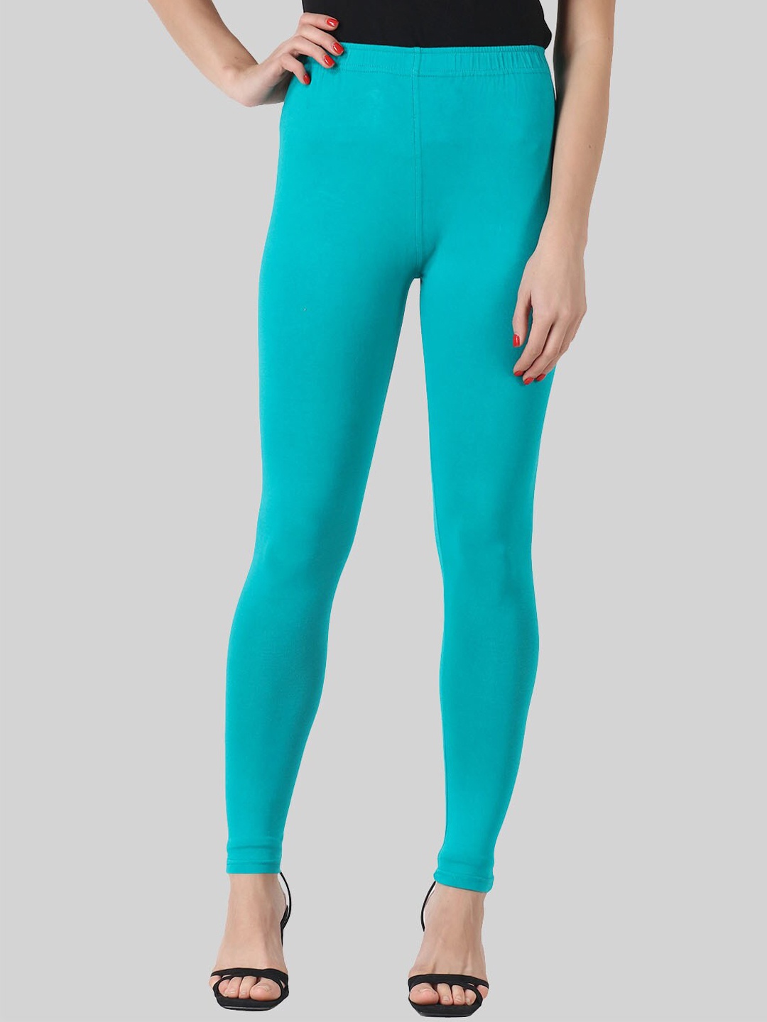 

SAUNDARYA Stretch Fit Ankle Length Leggings, Teal