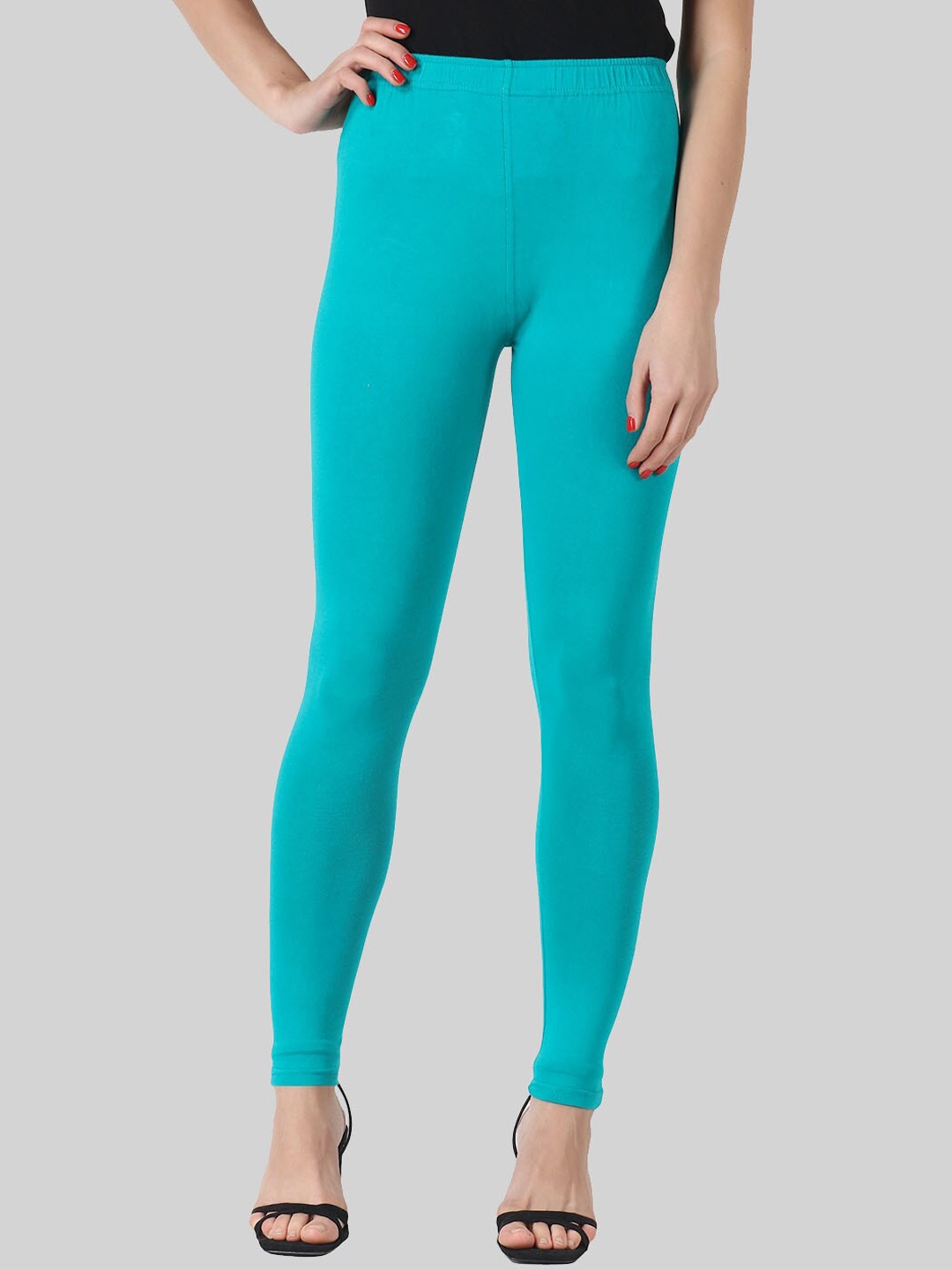 

SAUNDARYA Ankle-Length Anti pilling Leggings, Teal