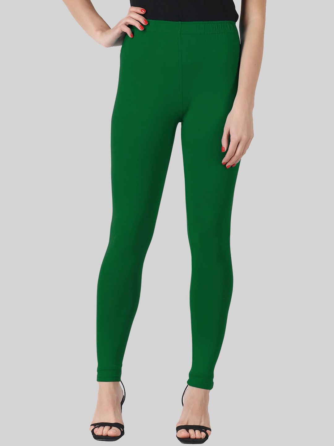 

SAUNDARYA Stretch Fit Anti Pilling Ankle Length Leggings, Green