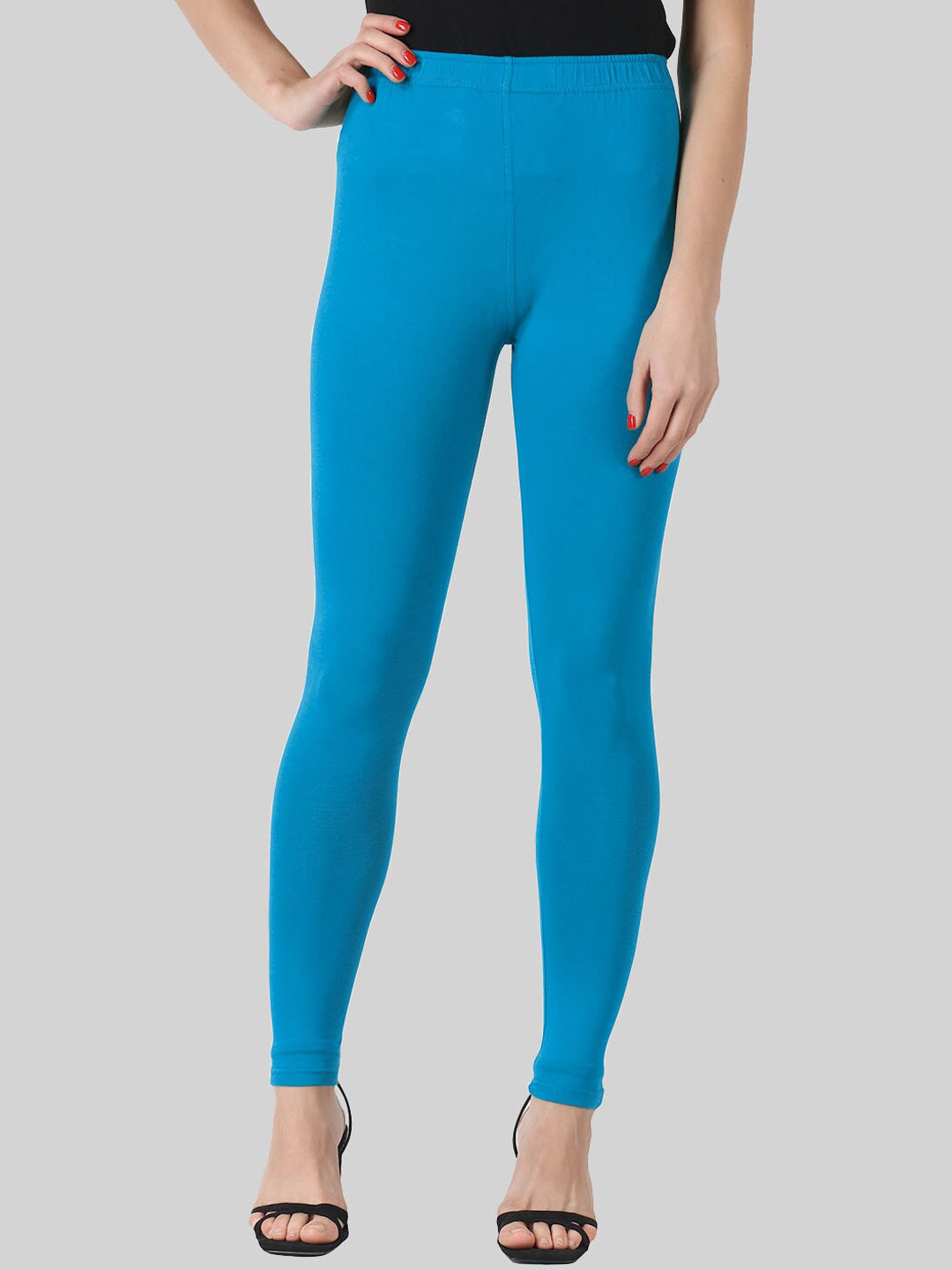 

SAUNDARYA Stretch Fit Anti Pilling Ankle Length Leggings, Blue