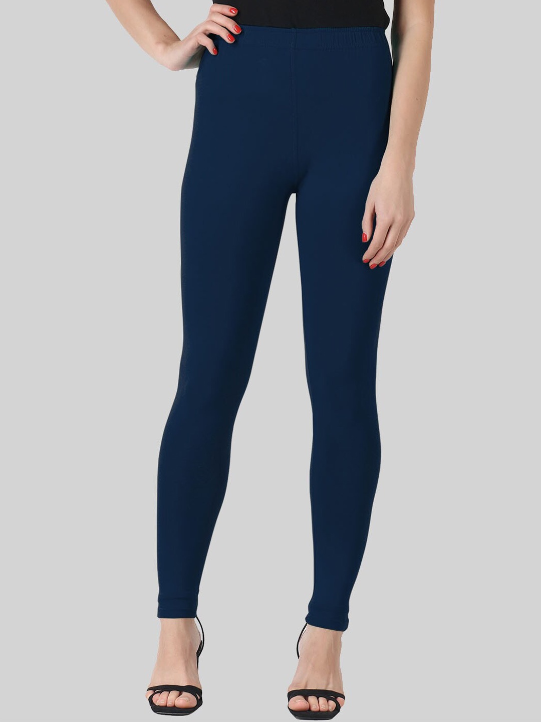 

SAUNDARYA Stretch-Fit Anti Pilling Ankle Length Leggings, Navy blue