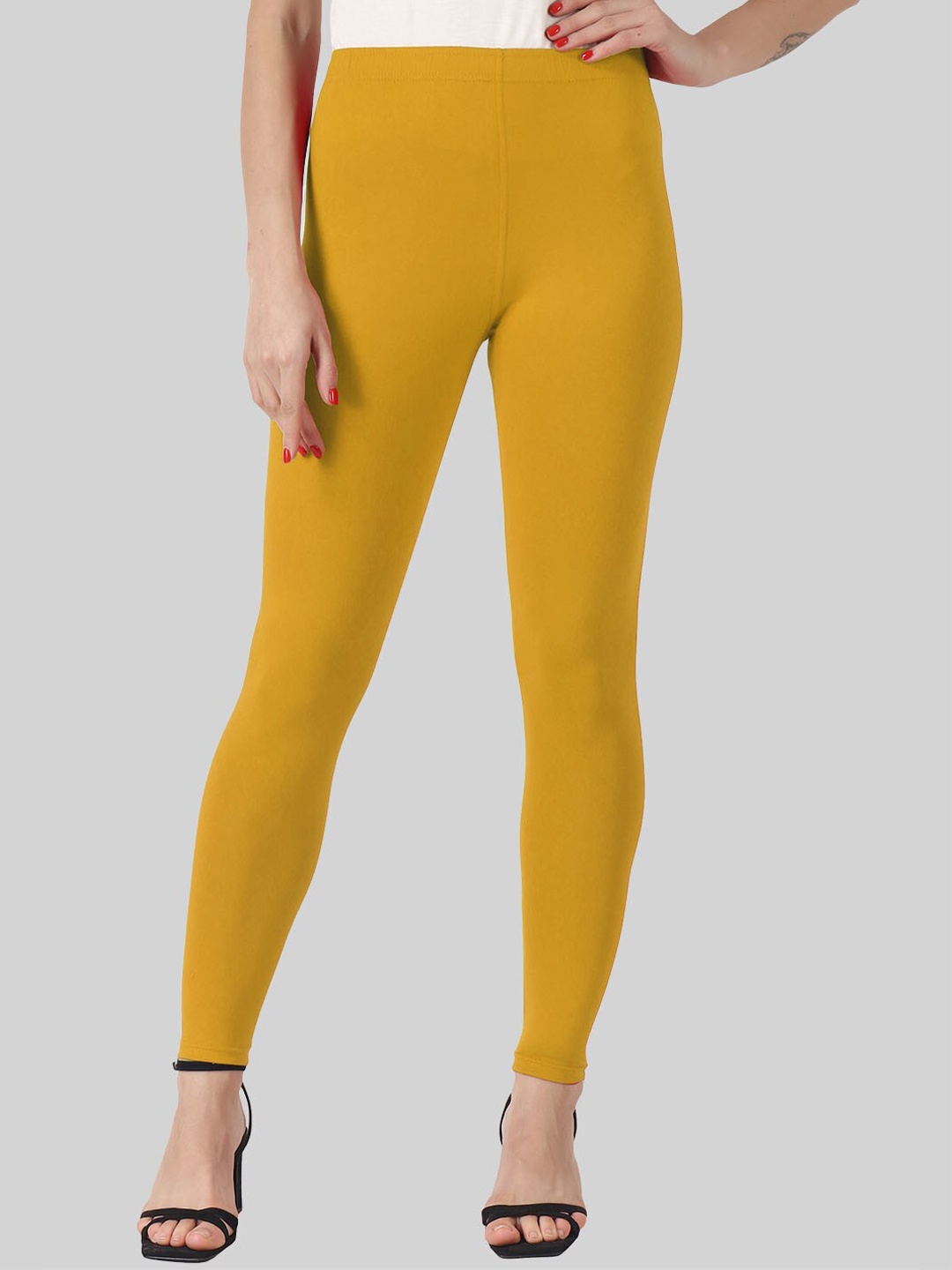 

SAUNDARYA Mid-Rise Anti Pilling Ankle Length Leggings, Yellow