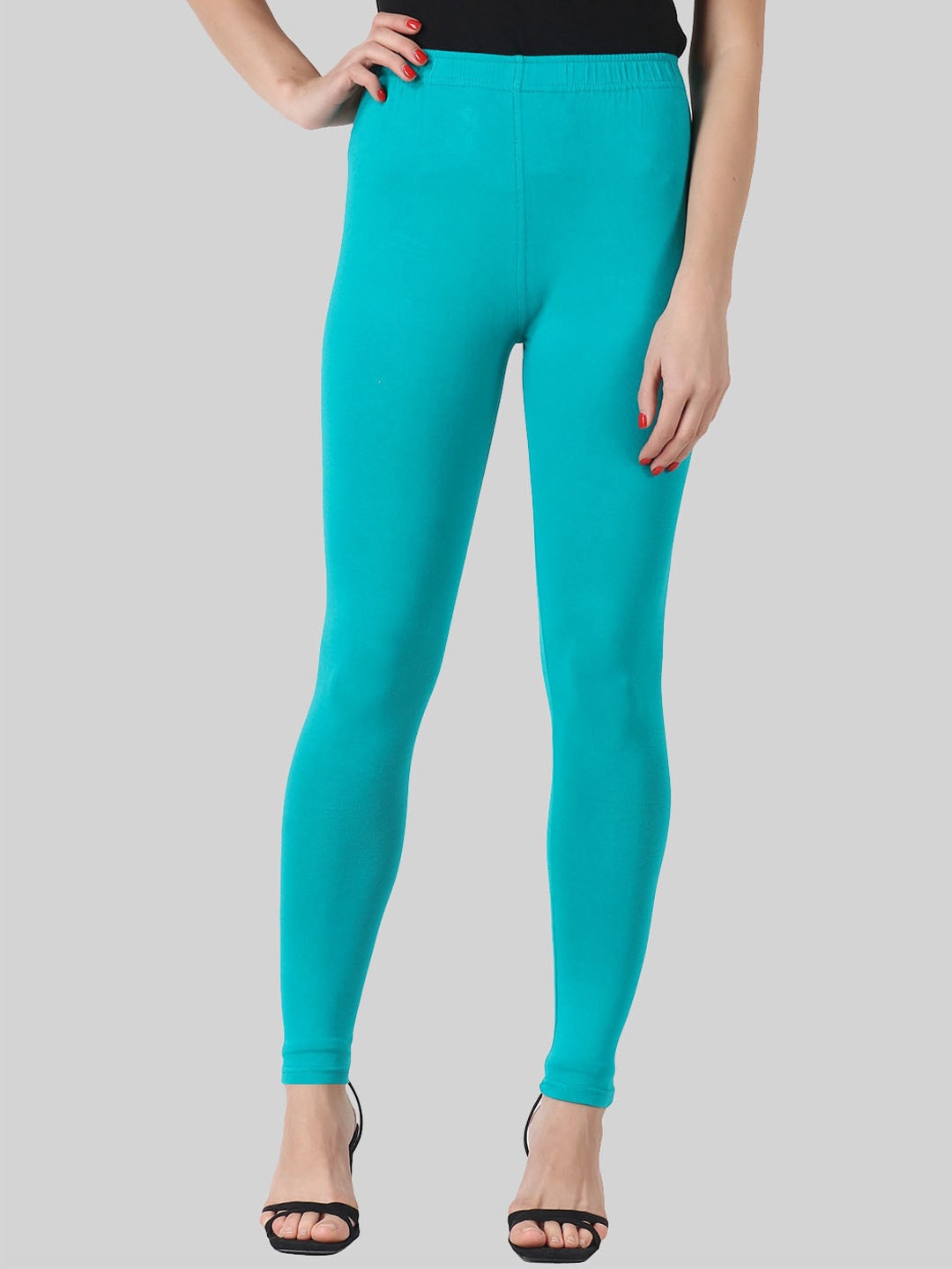 

SAUNDARYA Stretch-Fit Anti-Pilling Ankle-Length Leggings, Teal