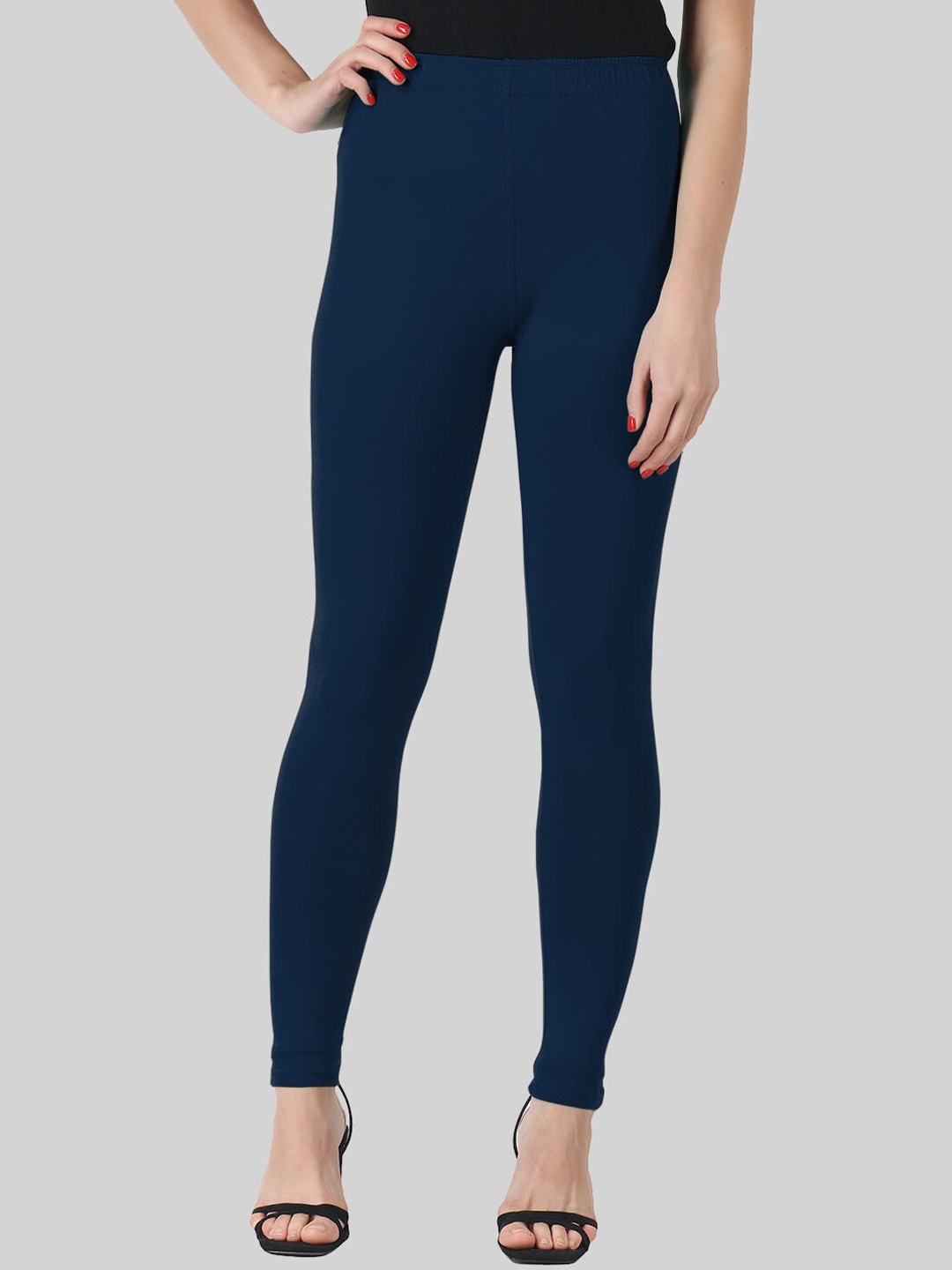 

SAUNDARYA Stretch Fit Anti Pilling Ankle Length Leggings, Navy blue