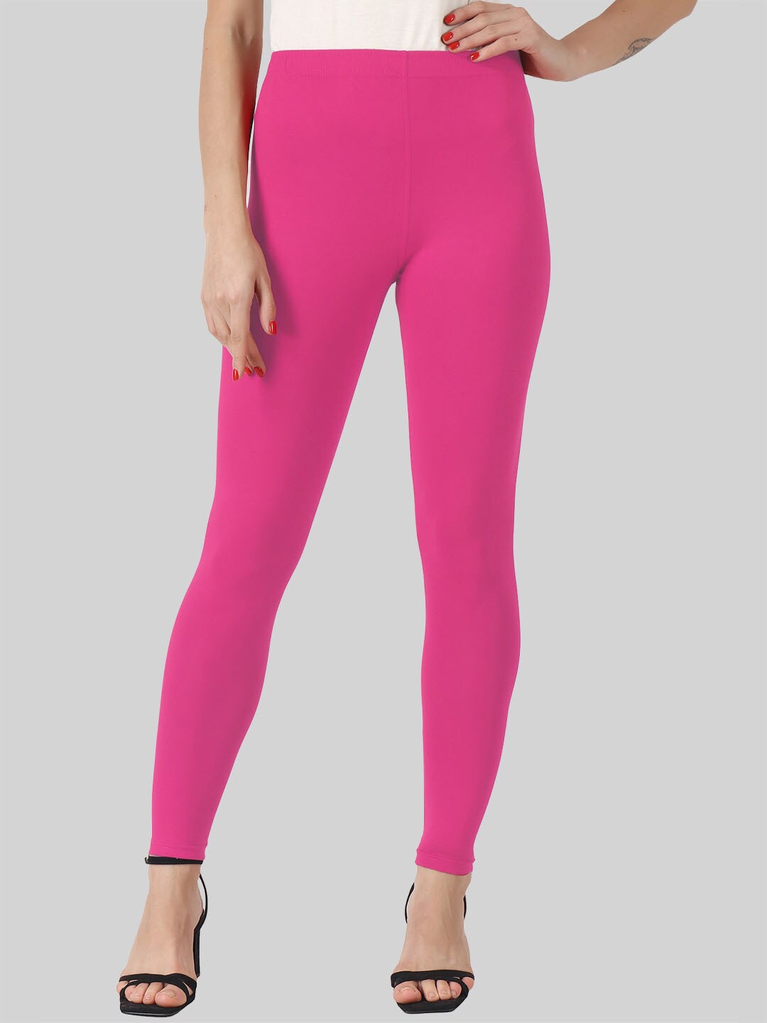 

SAUNDARYA Stretch-Fit Anti-Pilling Cotton Leggings, Pink