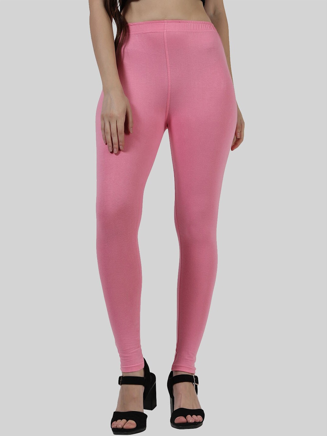 

SAUNDARYA Stretch-Fit Anti-Pilling Ankle-Length Leggings, Pink