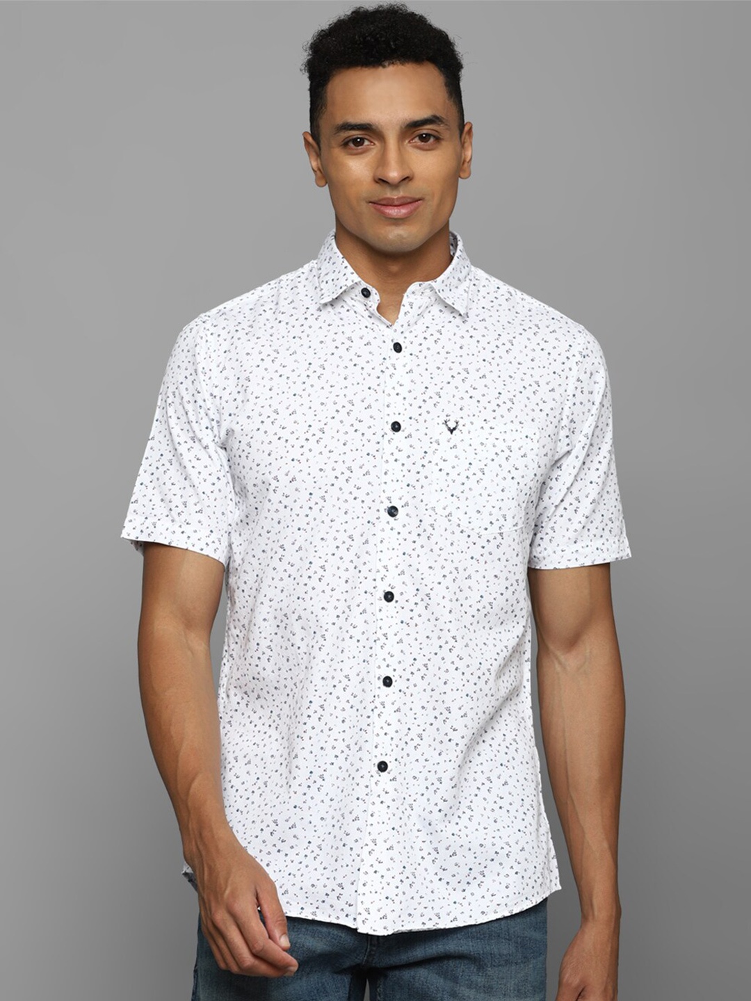 

Allen Solly Micro Disty Printed Spread Collar Slim Fit Cotton Casual Shirt, White