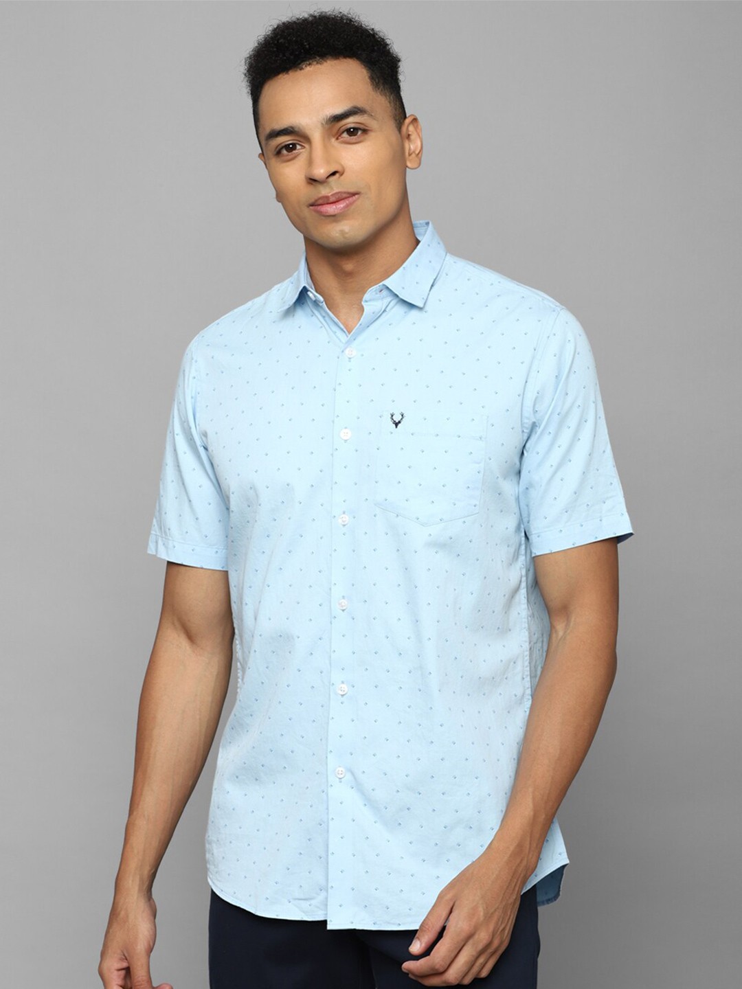 

Allen Solly Micro Ditsy Printed Spread Collar Slim Fit Cotton Casual Shirt, Blue