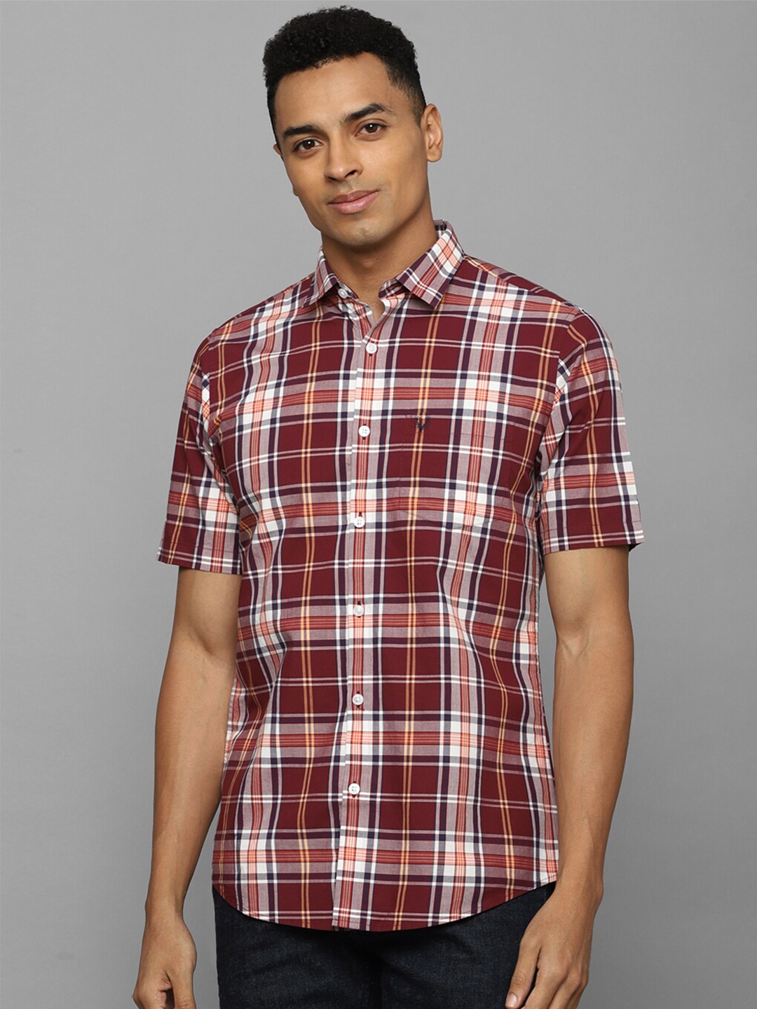 

Allen Solly Slim Fit Tartan Checked Casual Pure Cotton Shirt, Maroon