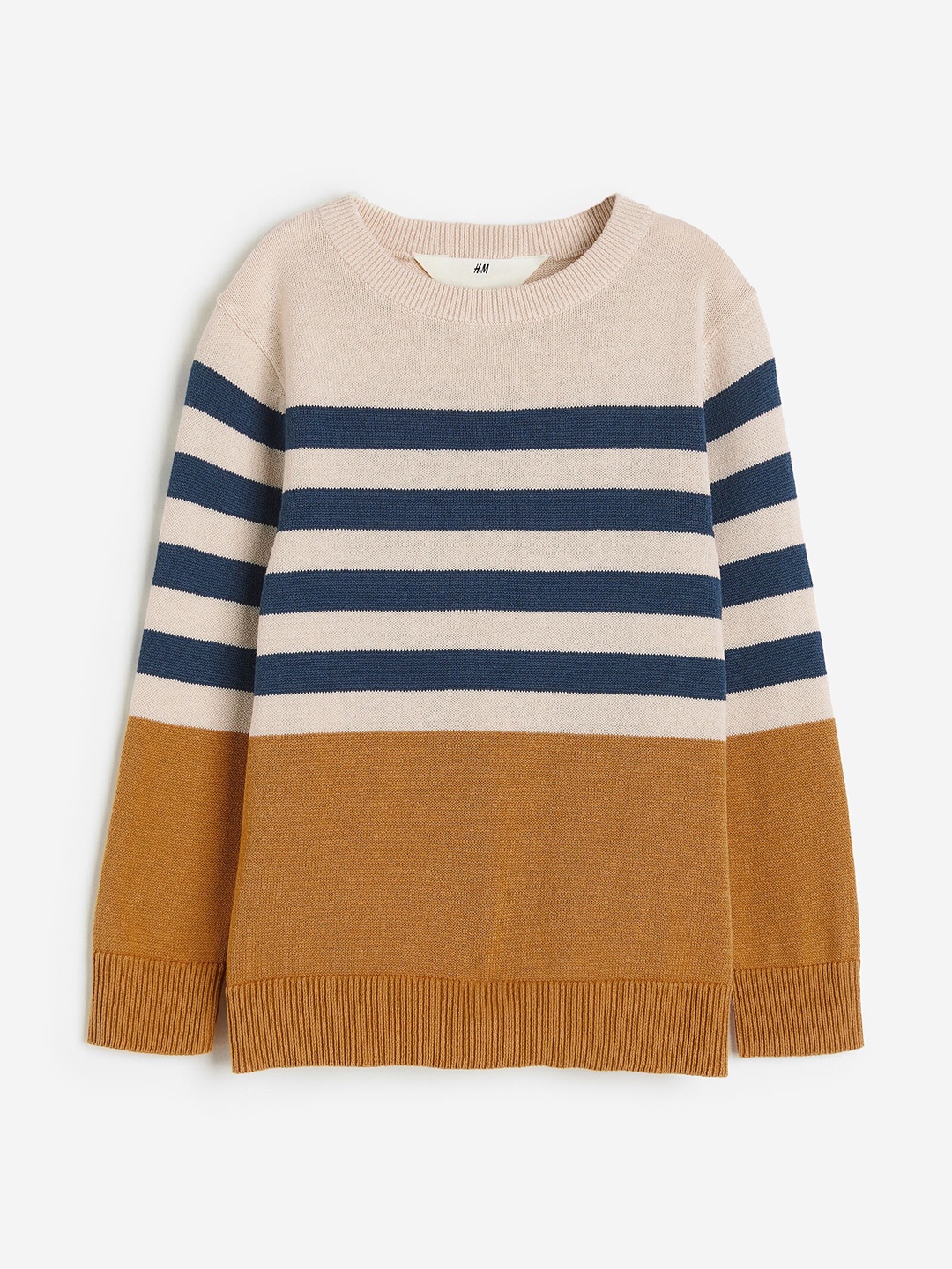 

H&M Boys Jacquard-Knit Cotton Jumper, Beige