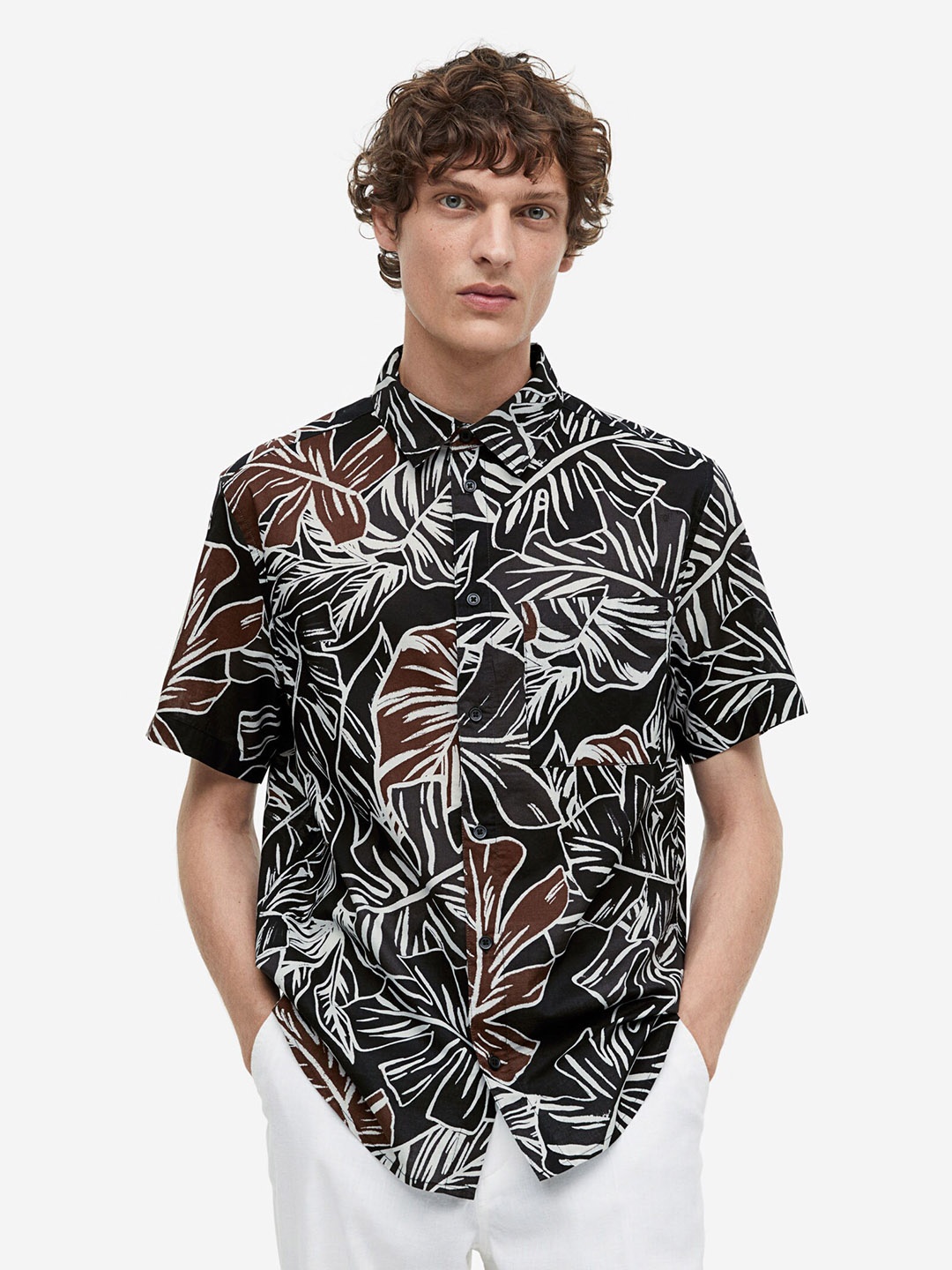 

H&M Pure Cotton Shirt Regular Fit, Black