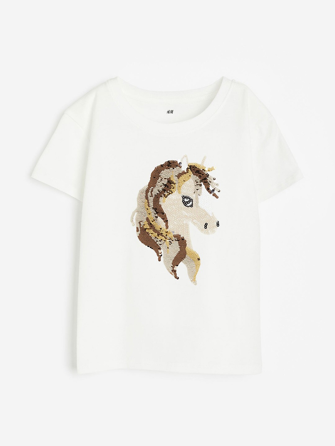 

H&M Girls Motif-Detail Pure Cotton T-Shirt, White