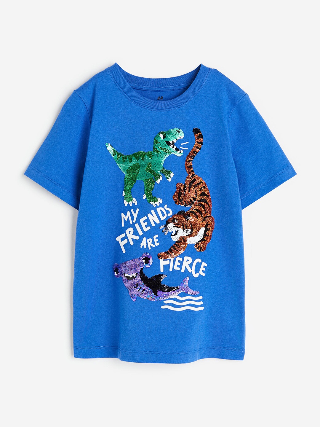 

H&M Boys Interactive-Motif Pure Cotton T-Shirt, Blue