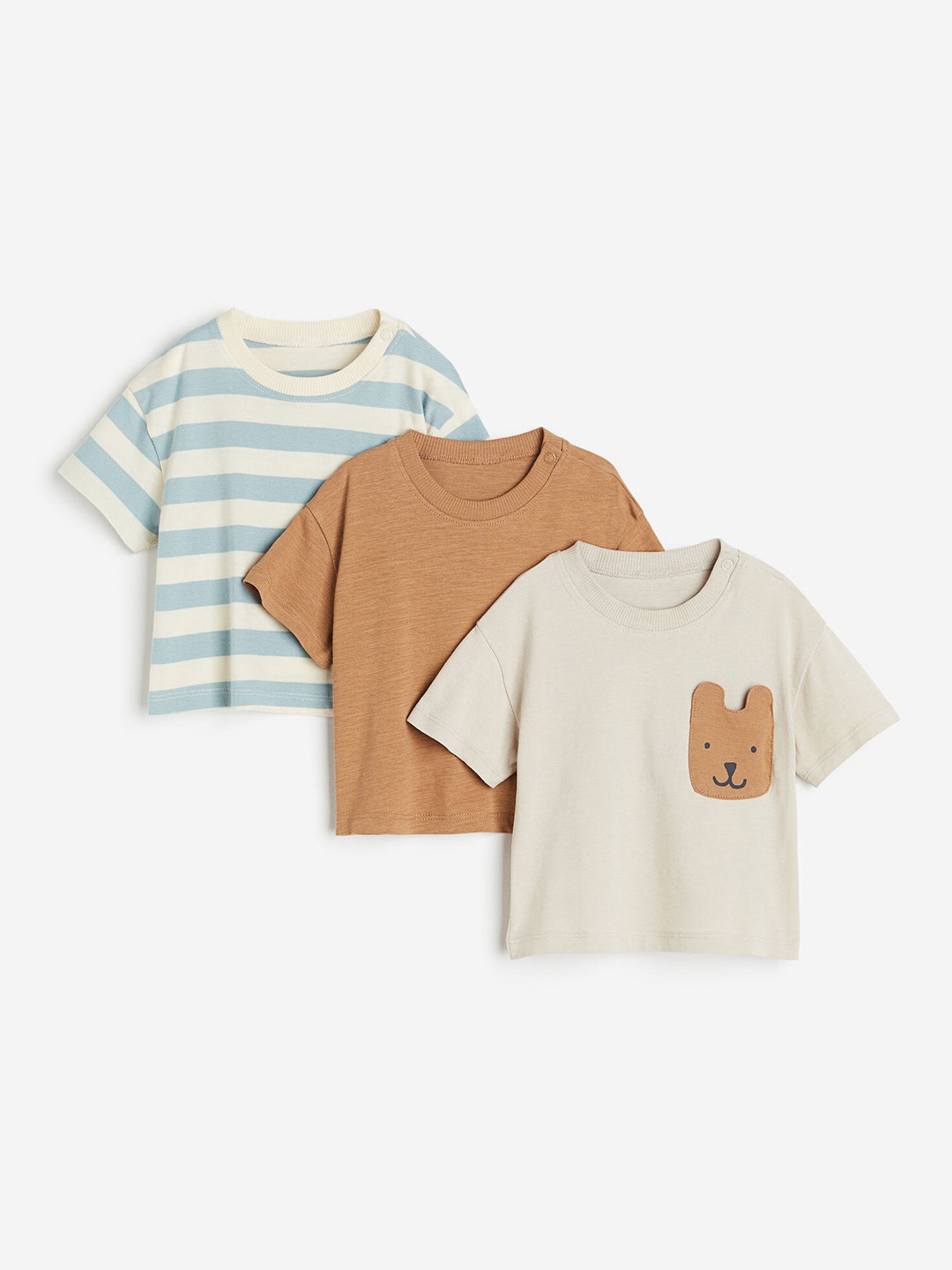 

H&M Boys 3-Pack Cotton T-Shirts, Blue