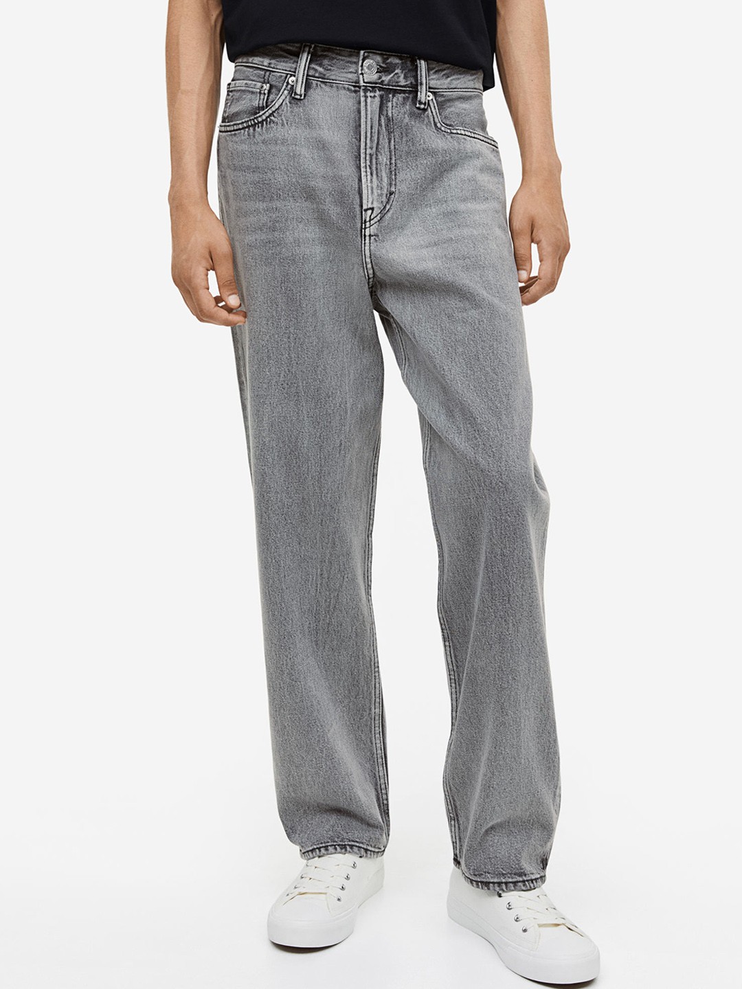 

H&M Men Loose Jeans, Grey