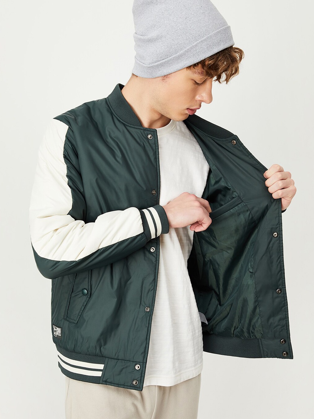 

max Colourblocked Varsity Jacket, Green