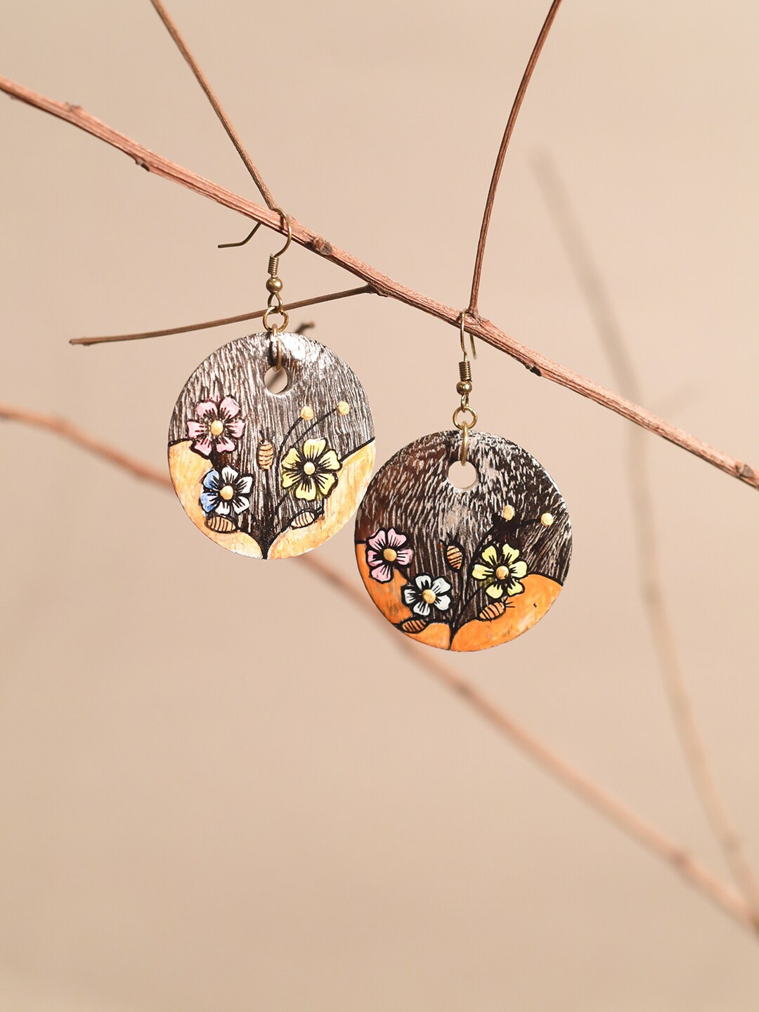 

AAKRITI ART CREATIONS Brass-Plated Circle Drop Earrings, Gold