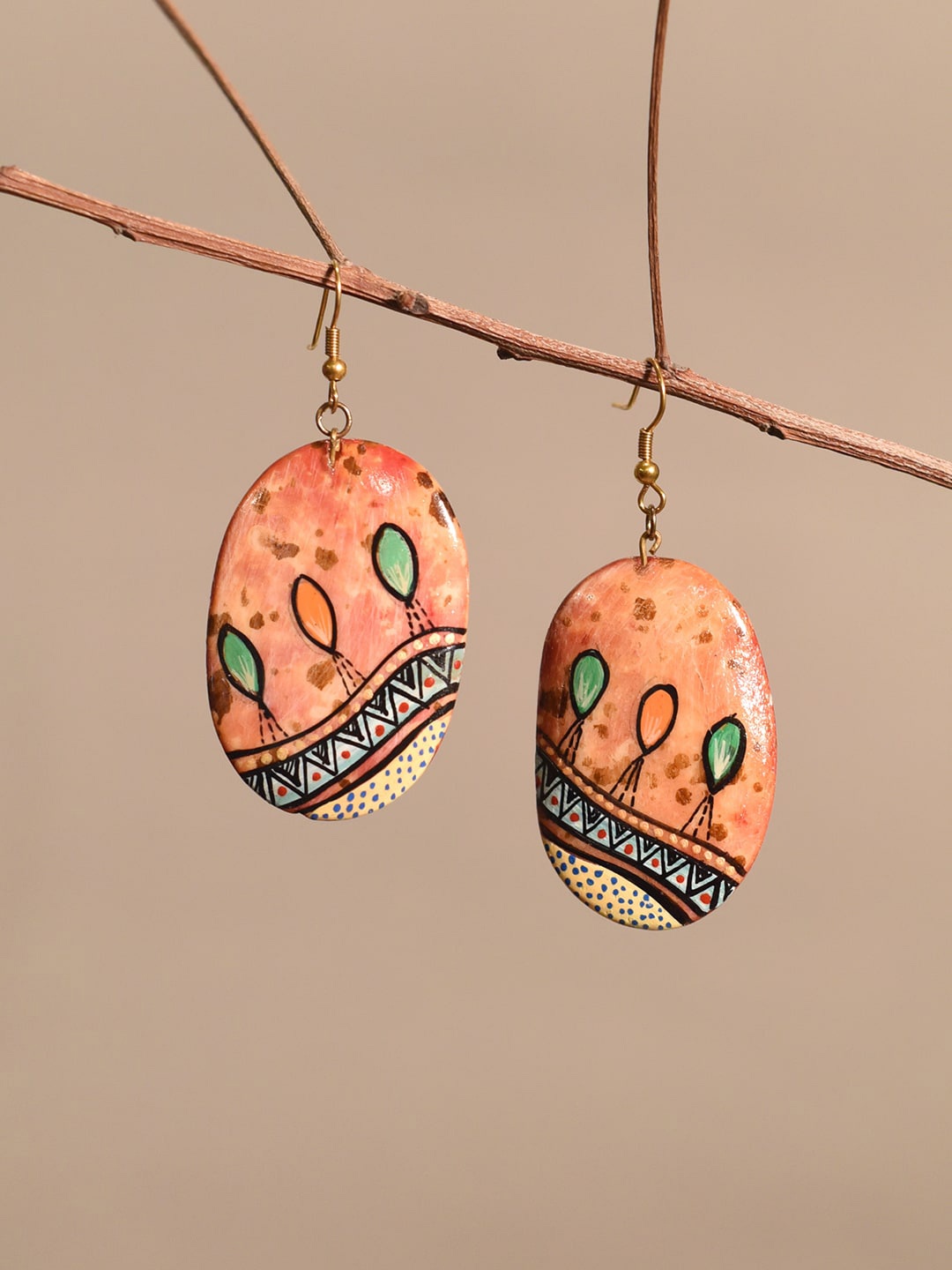 

AAKRITI ART CREATIONS Brass-Plated Contemporary Drop Earrings, Orange