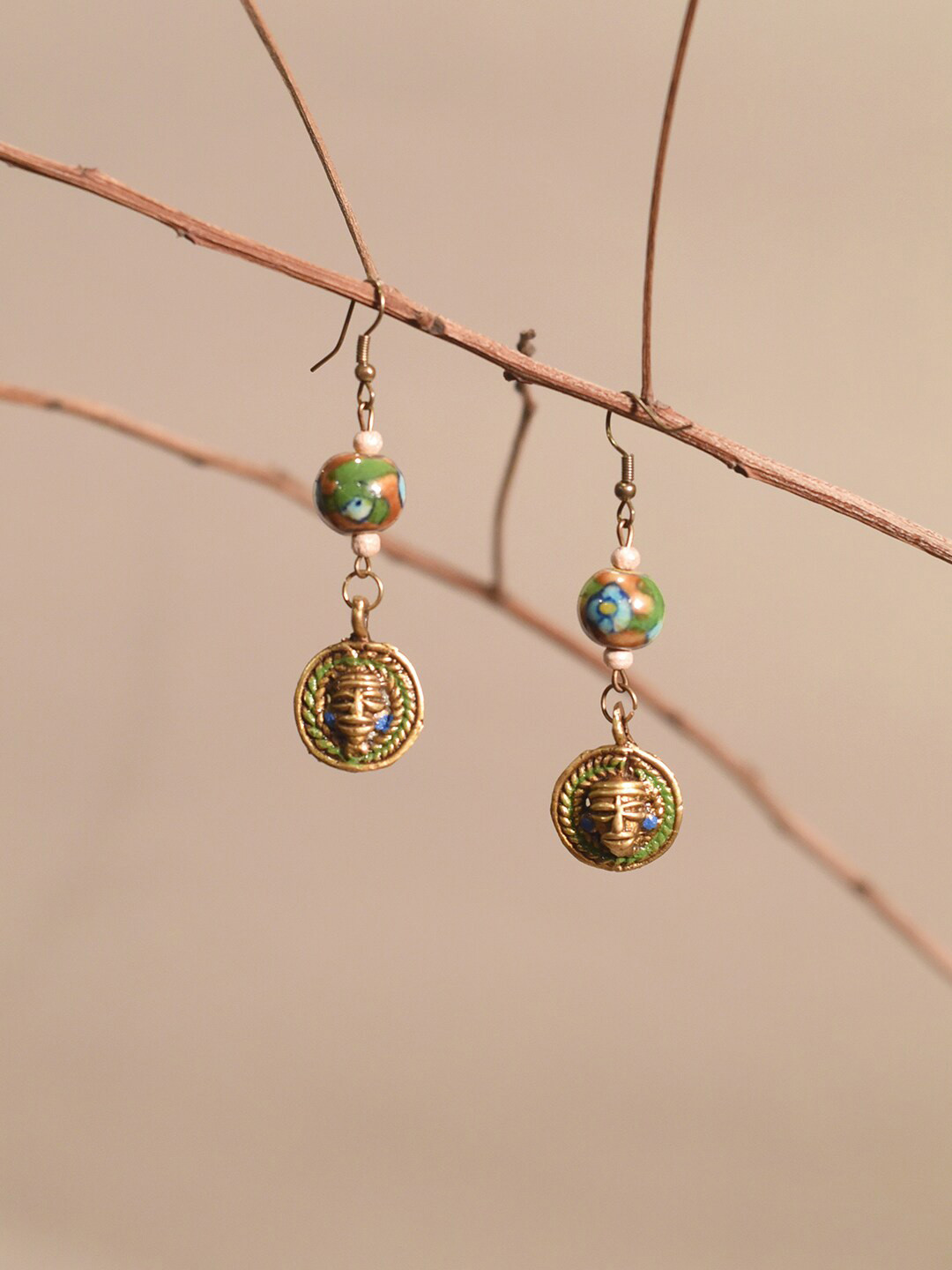 

AAKRITI ART CREATIONS Brass-Plated Contemporary Drop Earrings, Brown