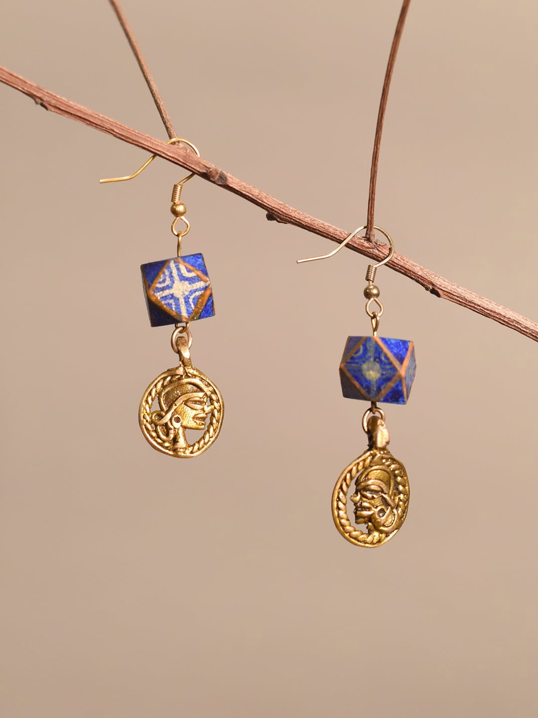 

AAKRITI ART CREATIONS Brass-Plated Contemporary Drop Earrings, Blue