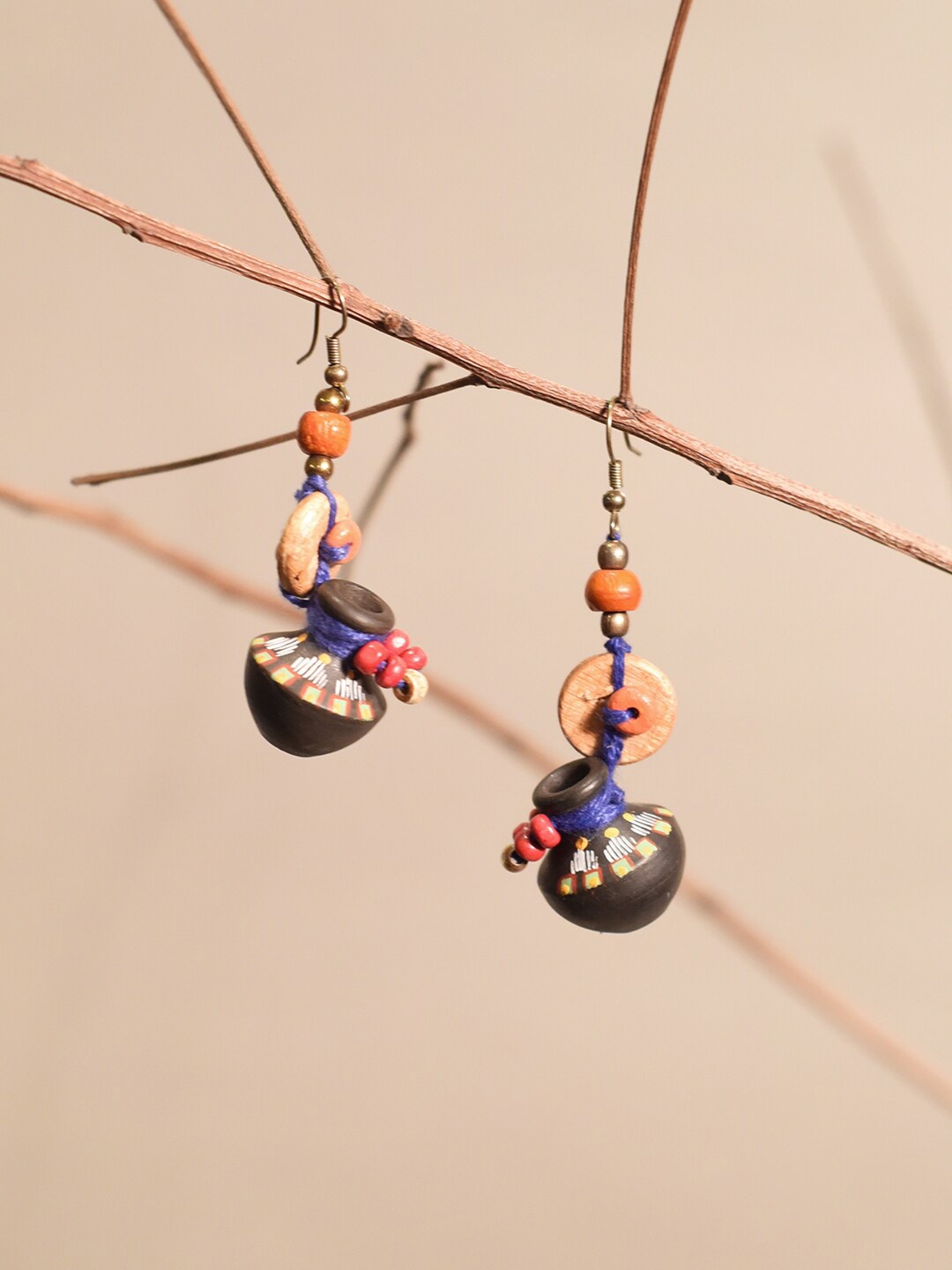 

AAKRITI ART CREATIONS Brass-Plated Contemporary Drop Earrings, Brown