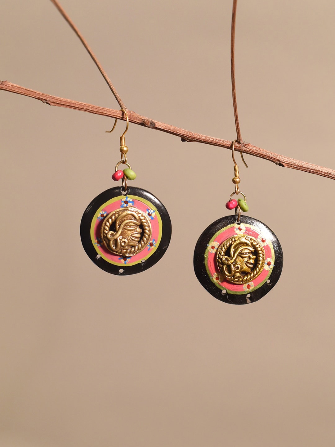 

AAKRITI ART CREATIONS Brass-Plated Circular Drop Earrings, Gold