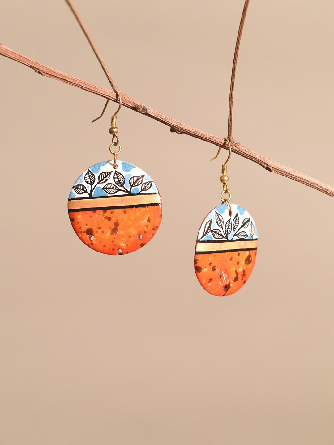 

AAKRITI ART CREATIONS Brass-Plated Circular Drop Earrings, Gold