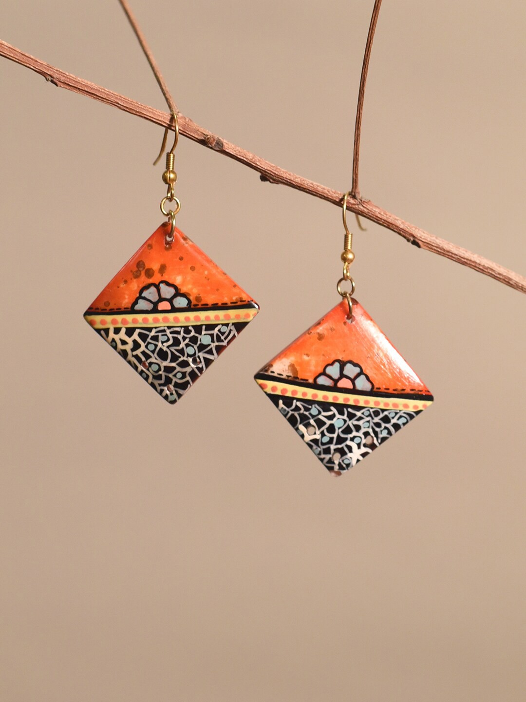 

AAKRITI ART CREATIONS Brass-Plated Contemporary Drop Earrings, Brown