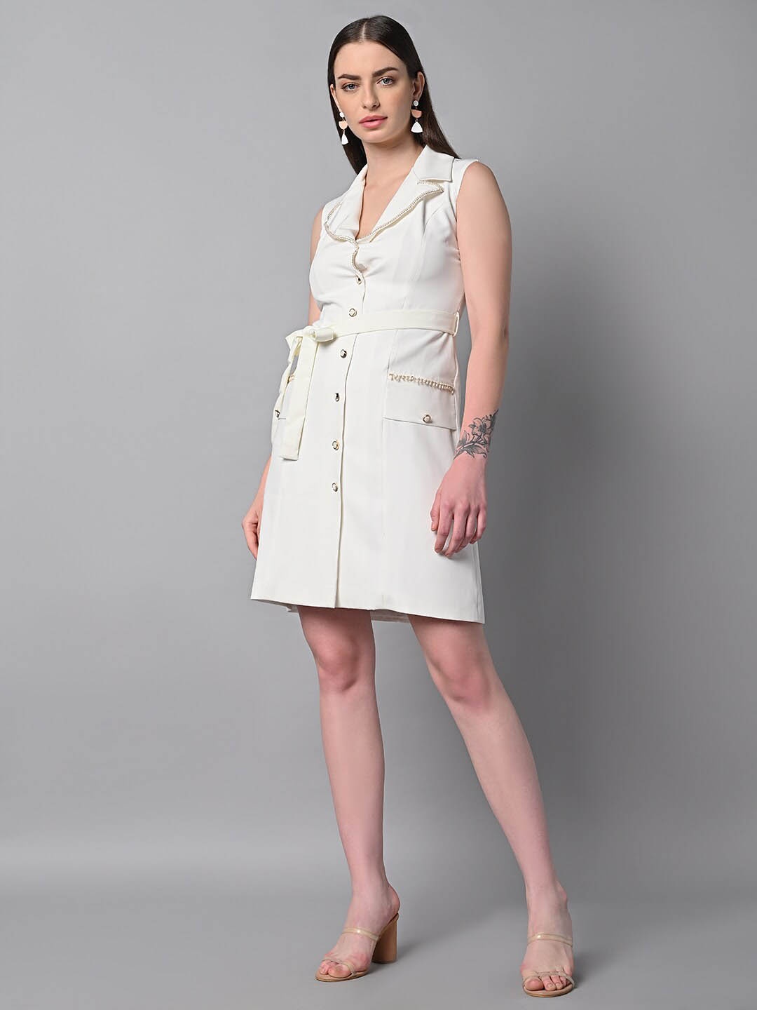 

Justin Whyte Crepe Shirt Dress, White