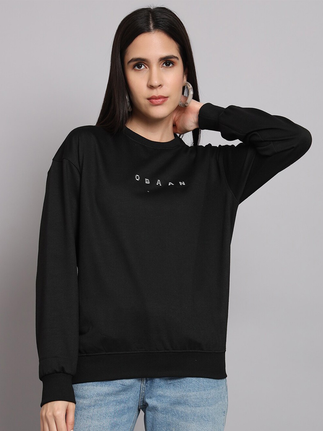 

Obaan Long Sleeves Pullover, Black