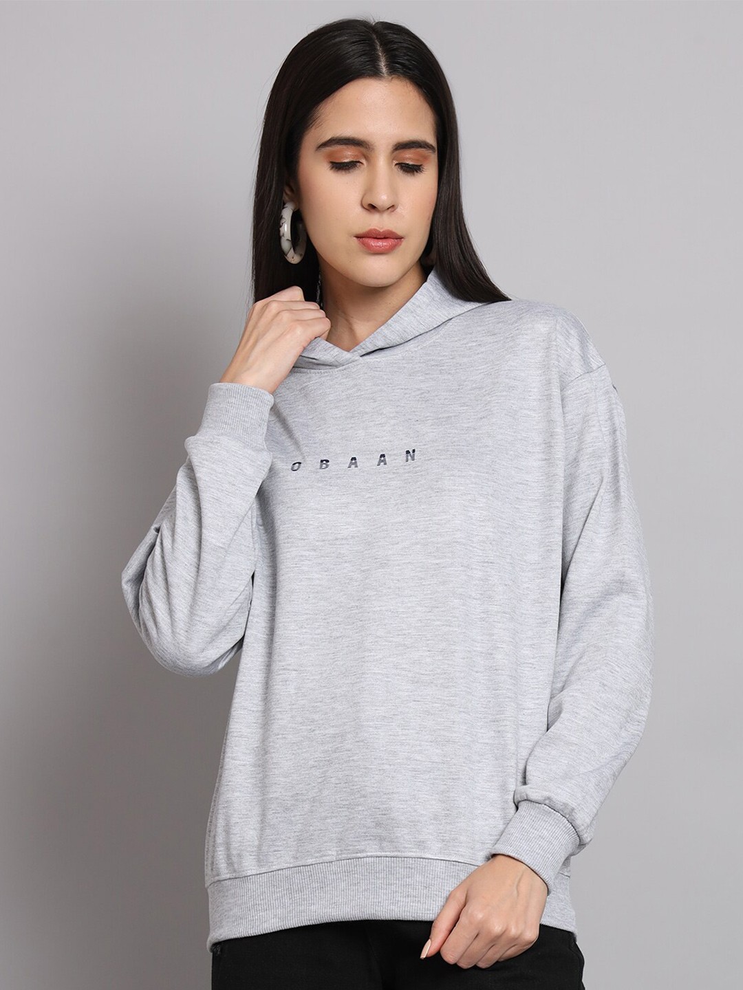 

Obaan Hooded Long Sleeves Pullover, Grey