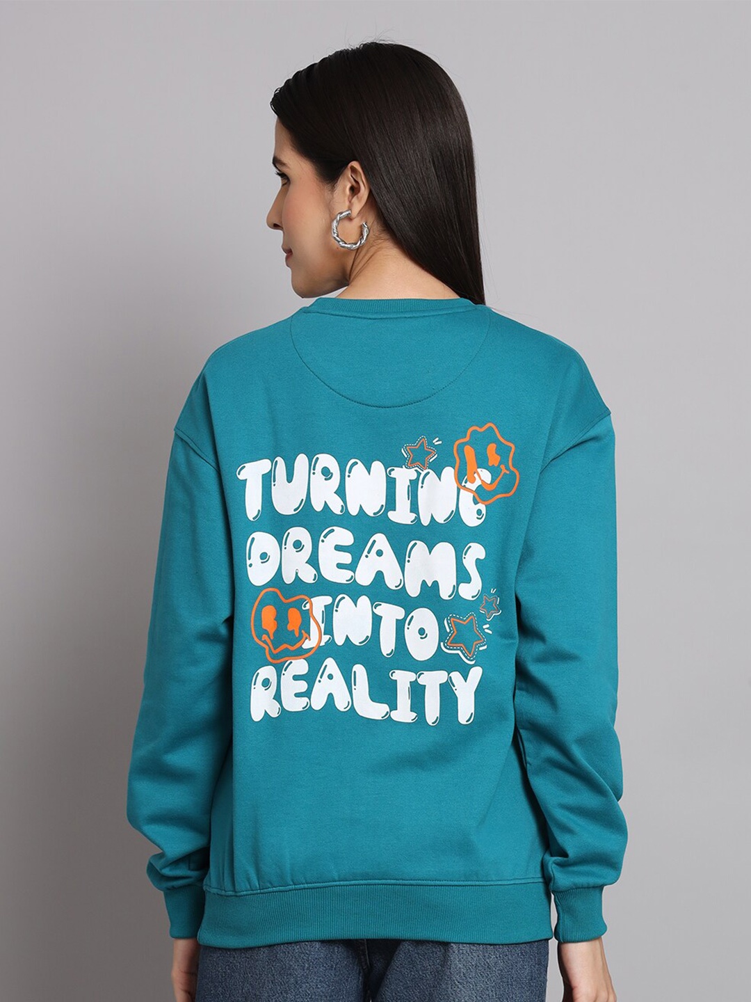 

Obaan Typography Printed Long Sleeves Pullover, Blue