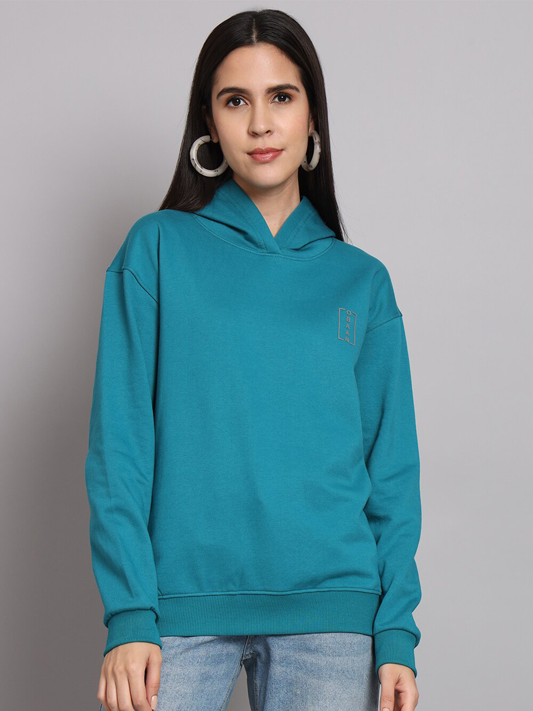 

Obaan Hooded Long Sleeves Pullover, Blue