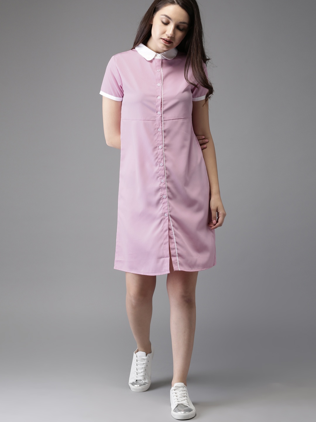 

HERE&NOW Women Lavender Solid Shirt Dress
