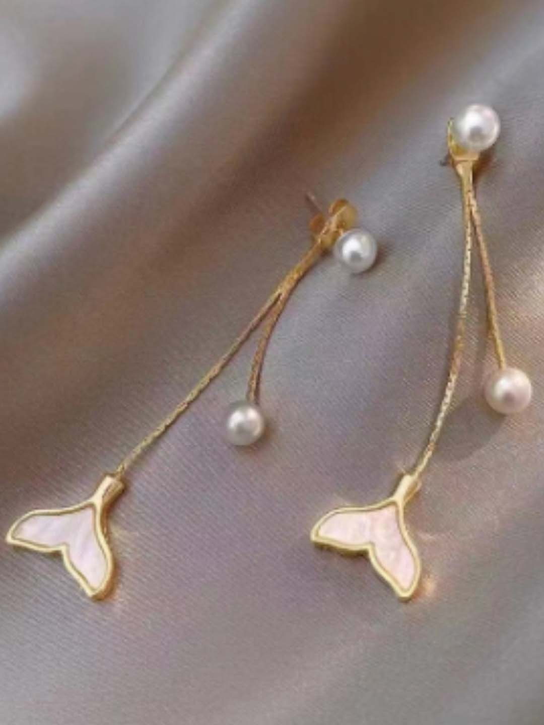 

SALTY Contemporary Pearl Beaded Drop Earrings, Gold