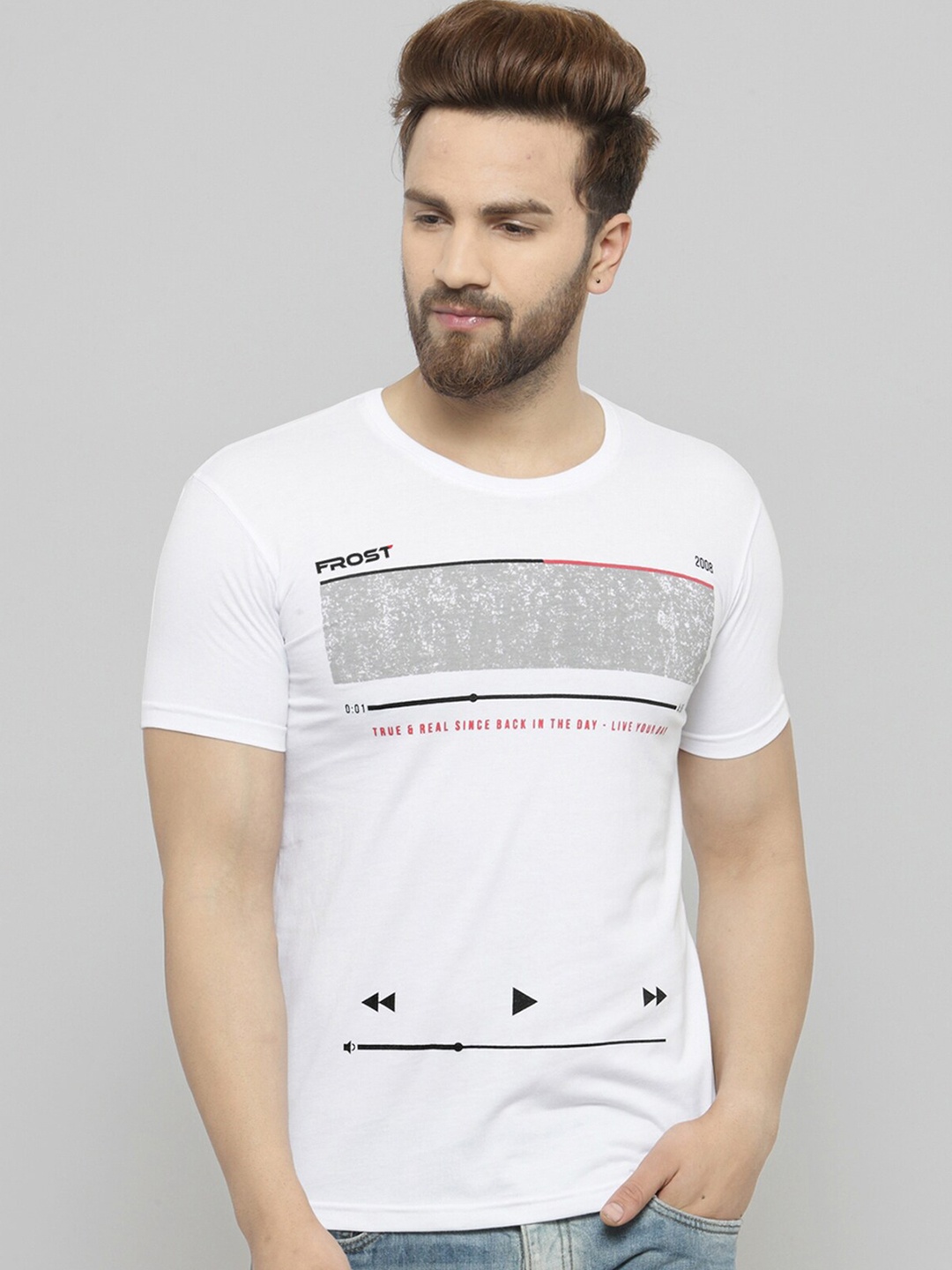 

AUSK Typography Printed Cotton T-shirt, White