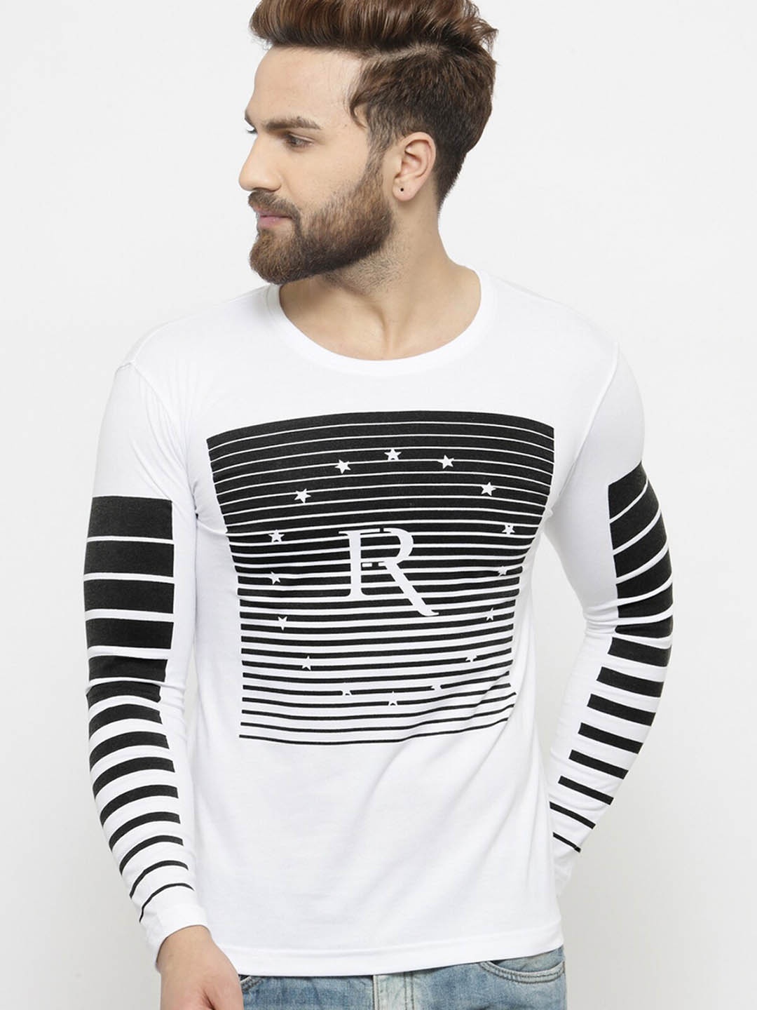 

AUSK Striped Cotton T-shirt, White