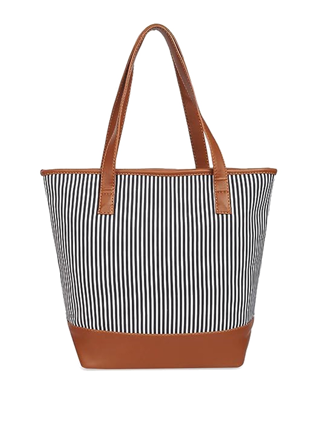 

Anouk Striped Oversized Structured Shoulder Bag, Black
