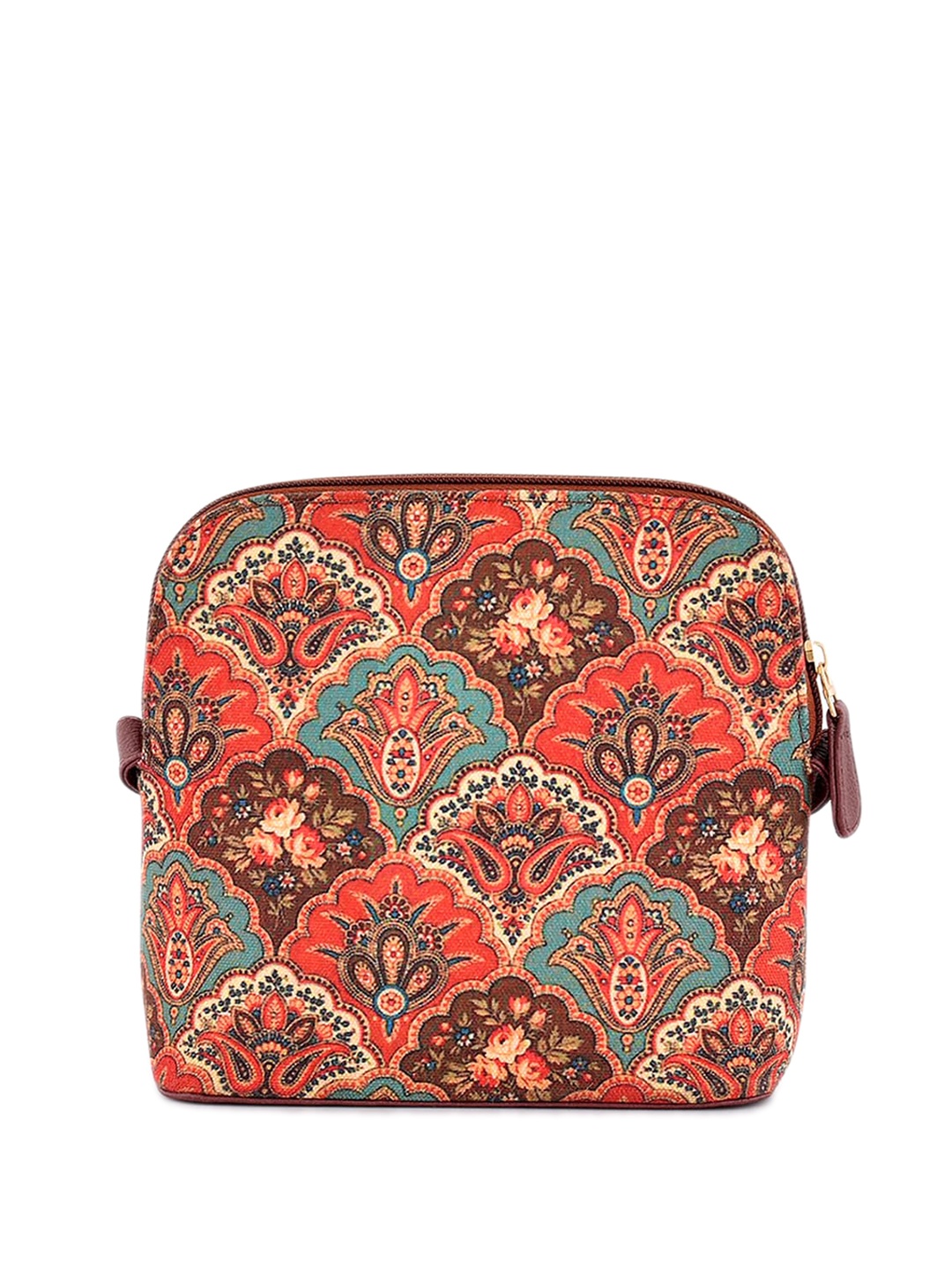 

Anouk Floral Printed Structured Sling Bag, Brown