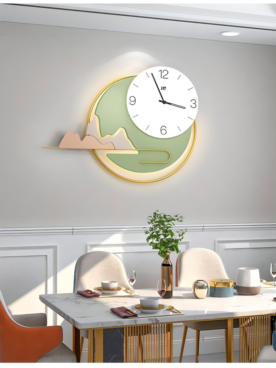 

The Art House Green & White Printed Geometric Shaped Contemporary Wall Clock