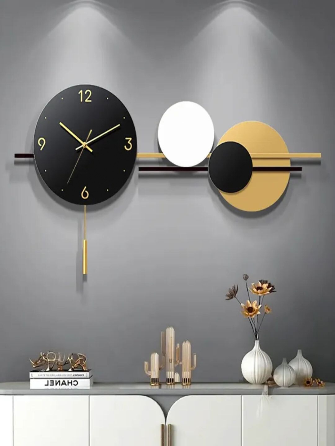 

The Art House Black & White Colourblocked Geometric Shaped Contemporary Wall Clock